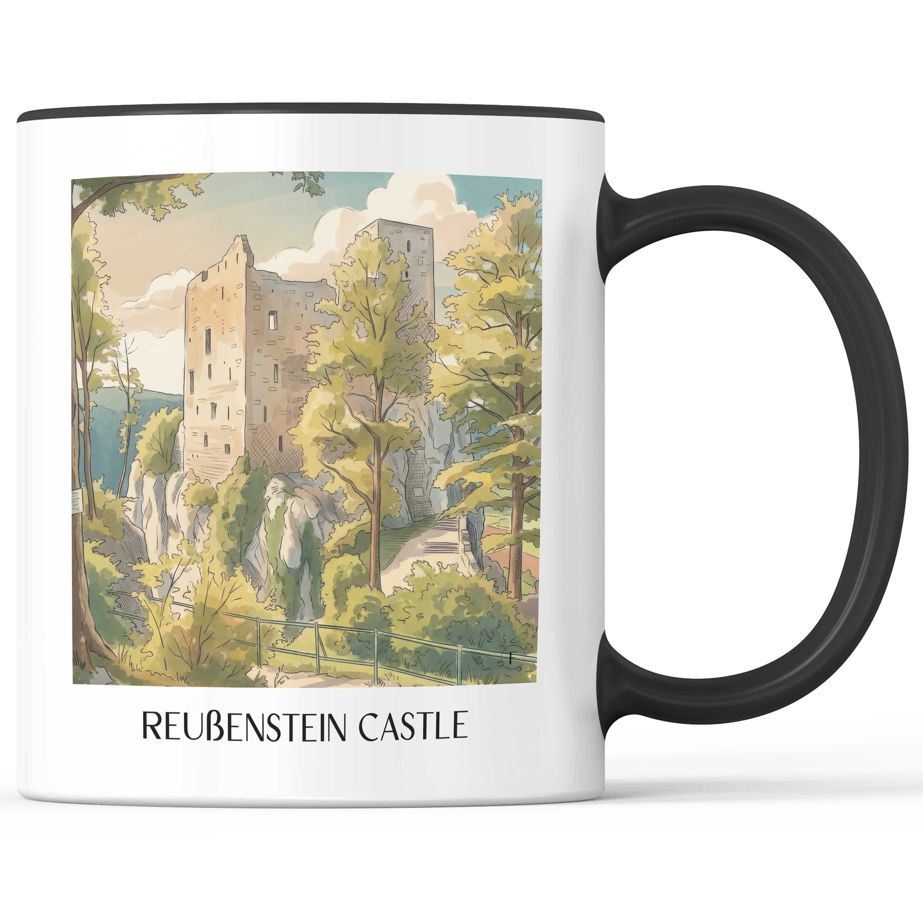 Burg Reußenstein Kaffeebecher - Schwäbische Alb - Deutschland Becher - Kaffeetasse im Aquarell Stil - favplace