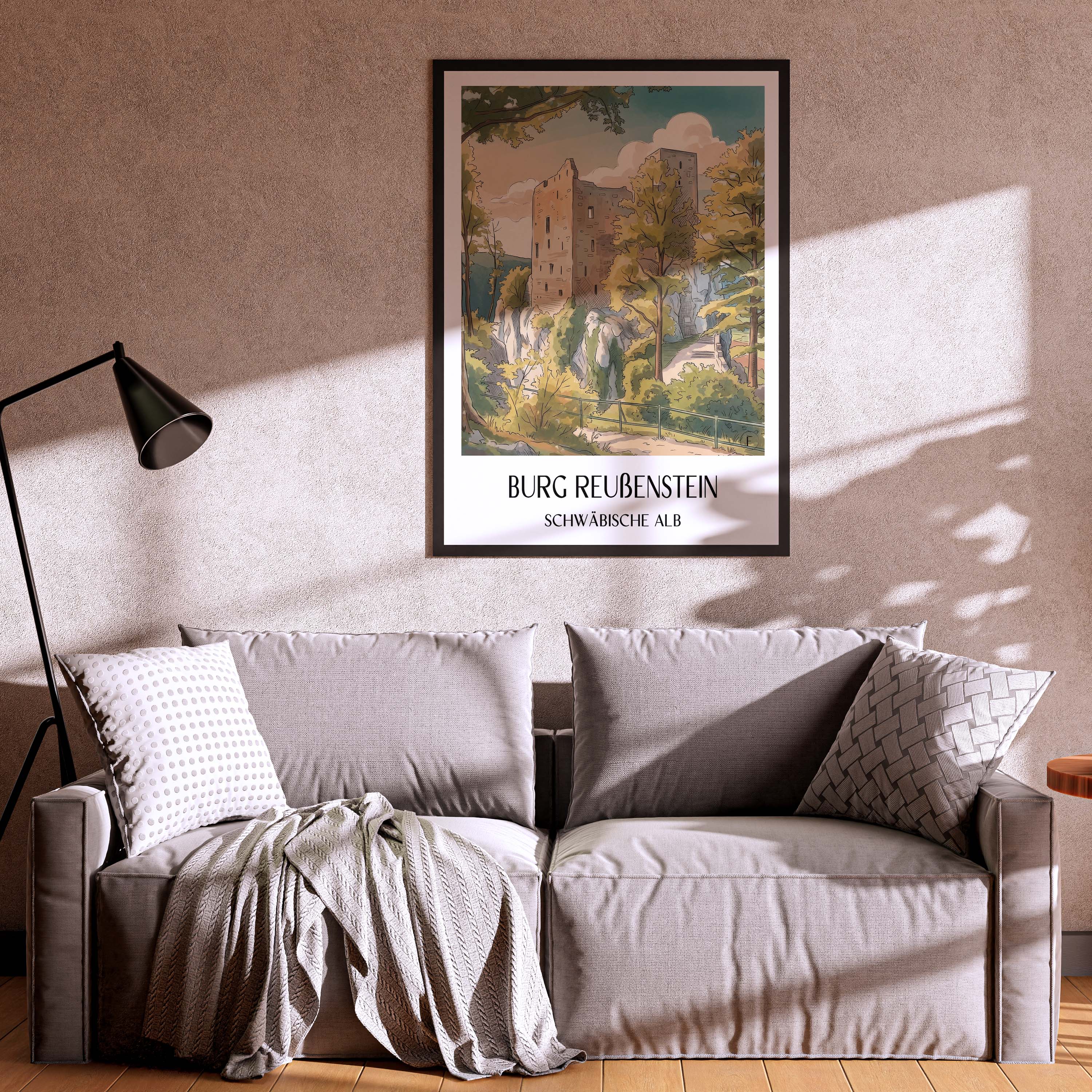 burg-reußenstein-schwäbische-alb-deutschland-poster-aquarell