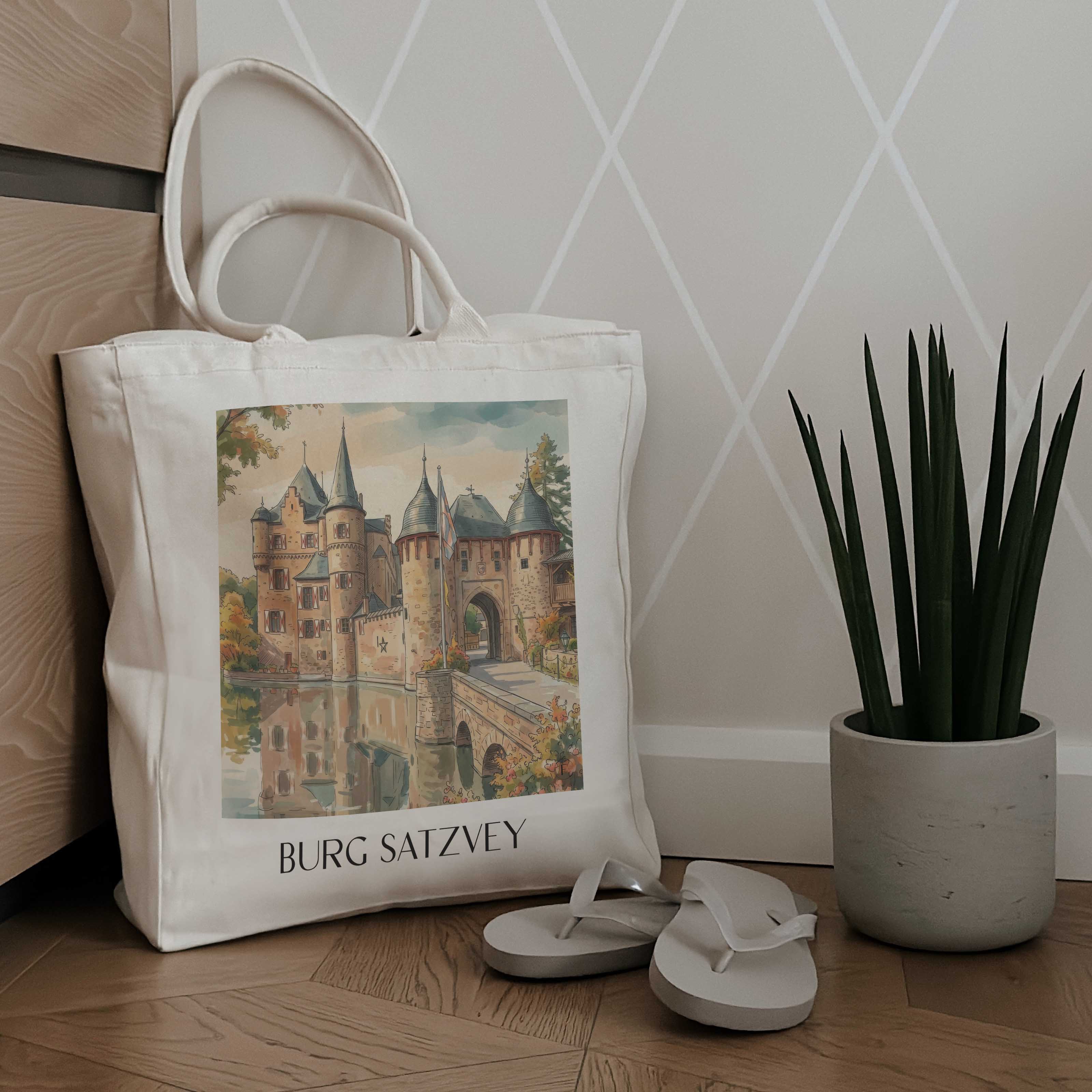 burg-satzvey-eifel-deutschland-einkaufstasche-aquarell