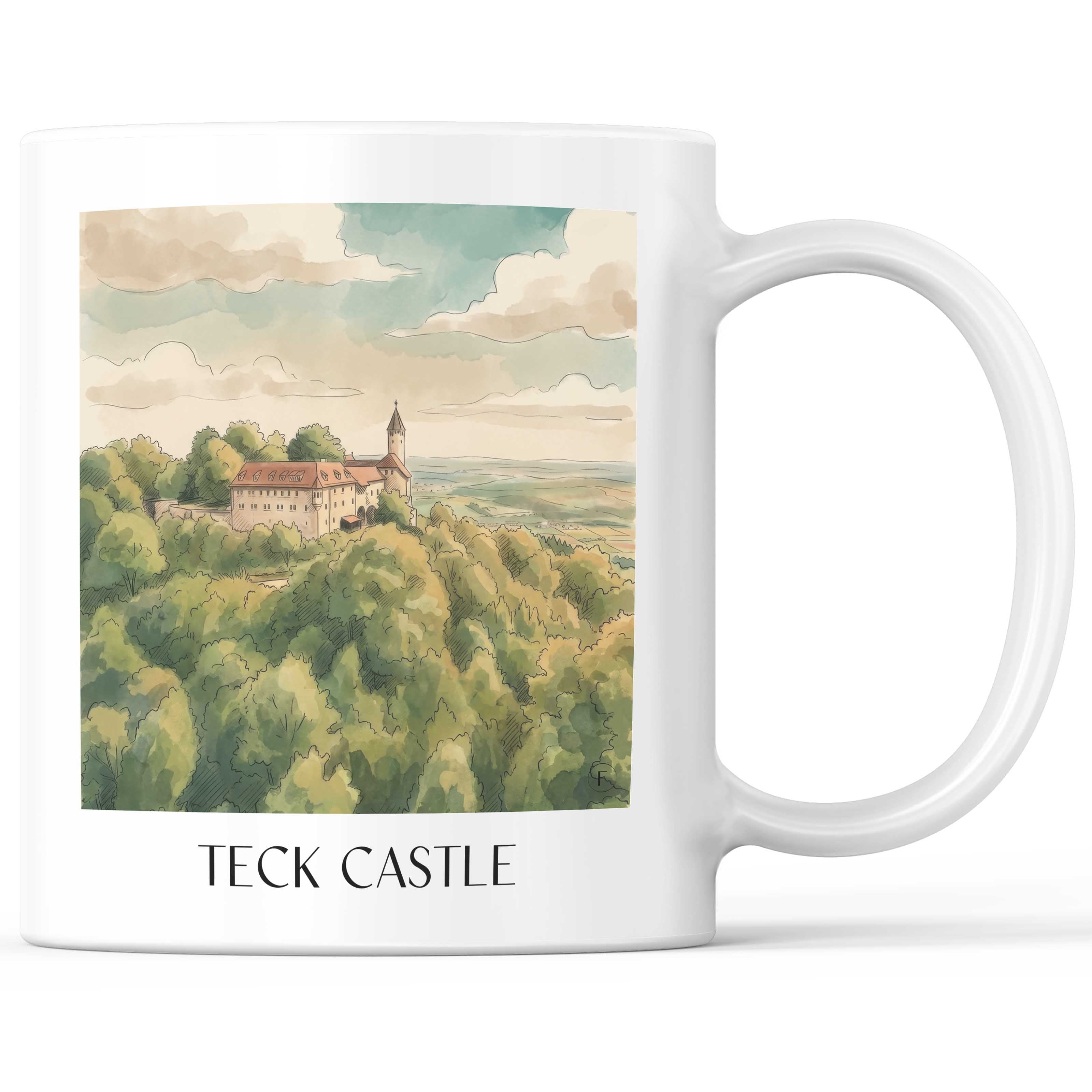 Burg Teck Kaffeebecher - Schwäbische Alb - Deutschland Becher - Kaffeetasse im Aquarell Stil - favplace