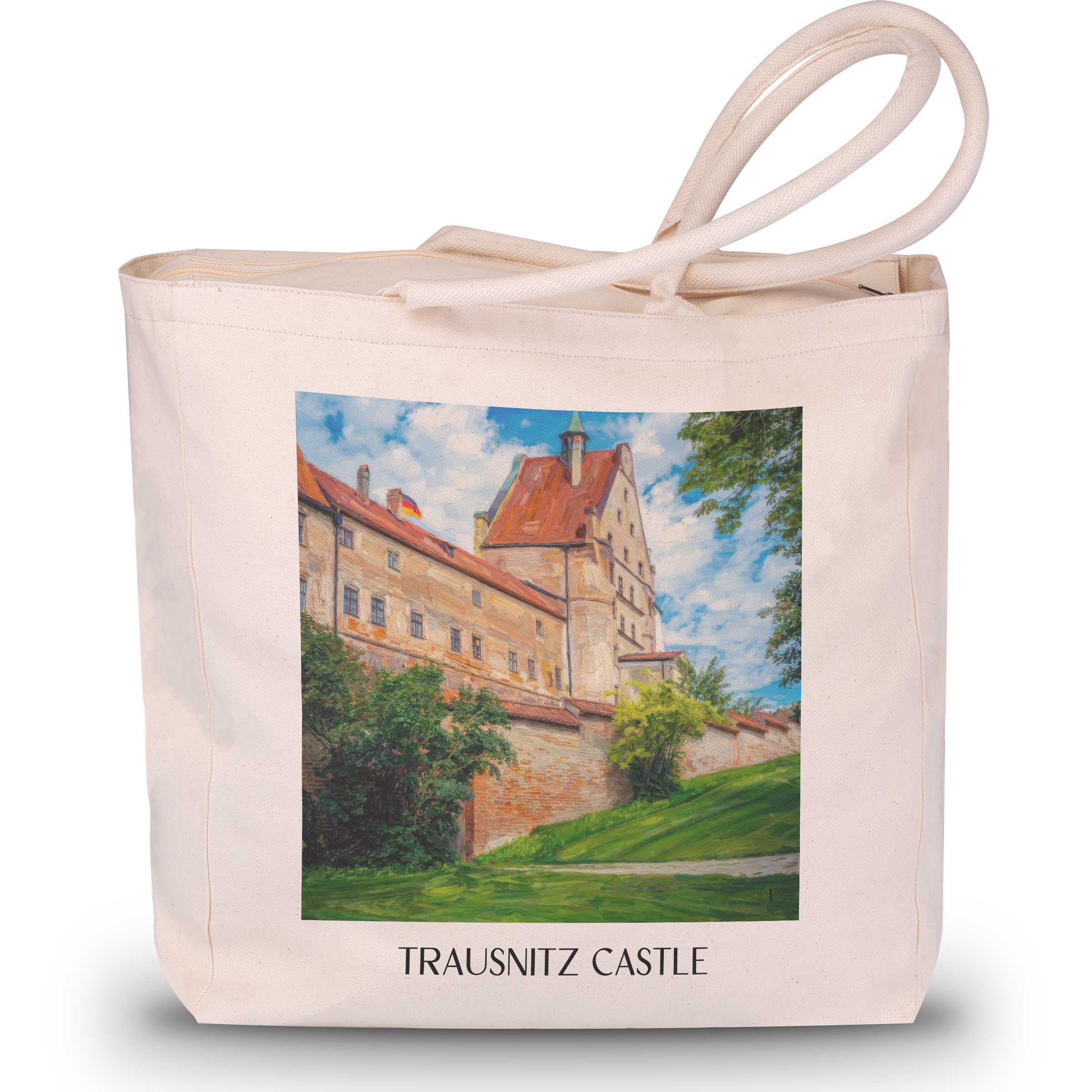 Burg Trausnitz Shopping Tasche - Landshut - Deutschland Tote Bag - Einkaufstasche im Ölgemälde Stil - favplace