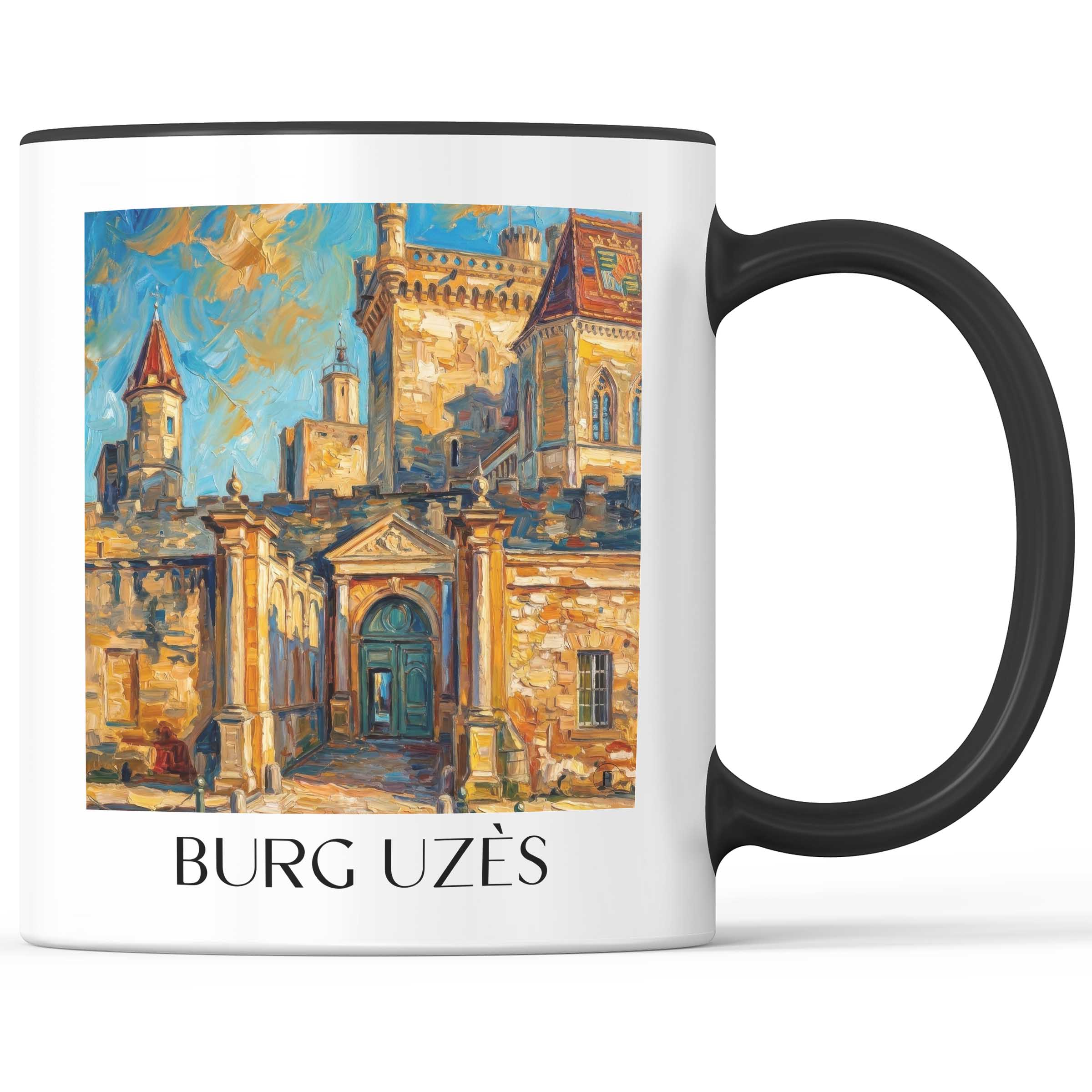 burg-uzès-okzitanien--frankreich-kaffeebecher-oil-painting-oelgemaelde