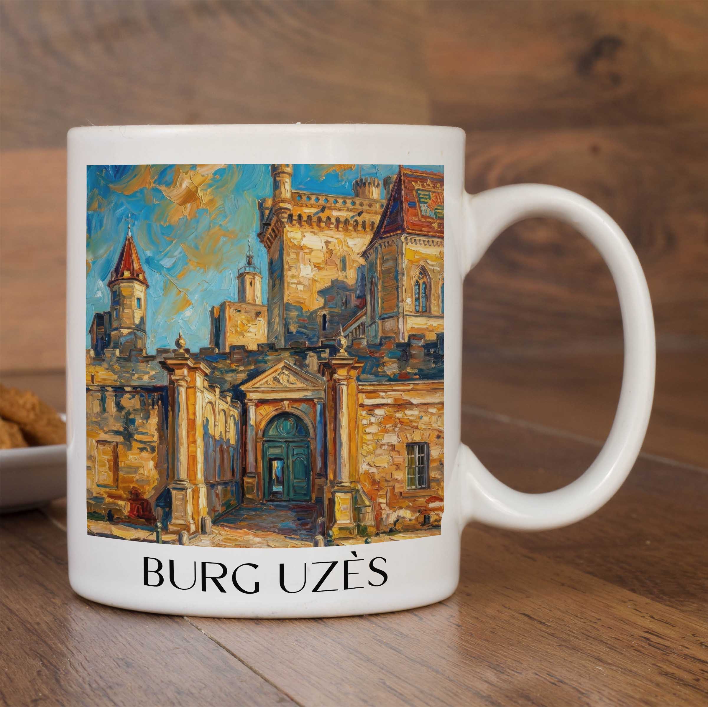 burg-uzès-okzitanien--frankreich-kaffeebecher-oil-painting-oelgemaelde