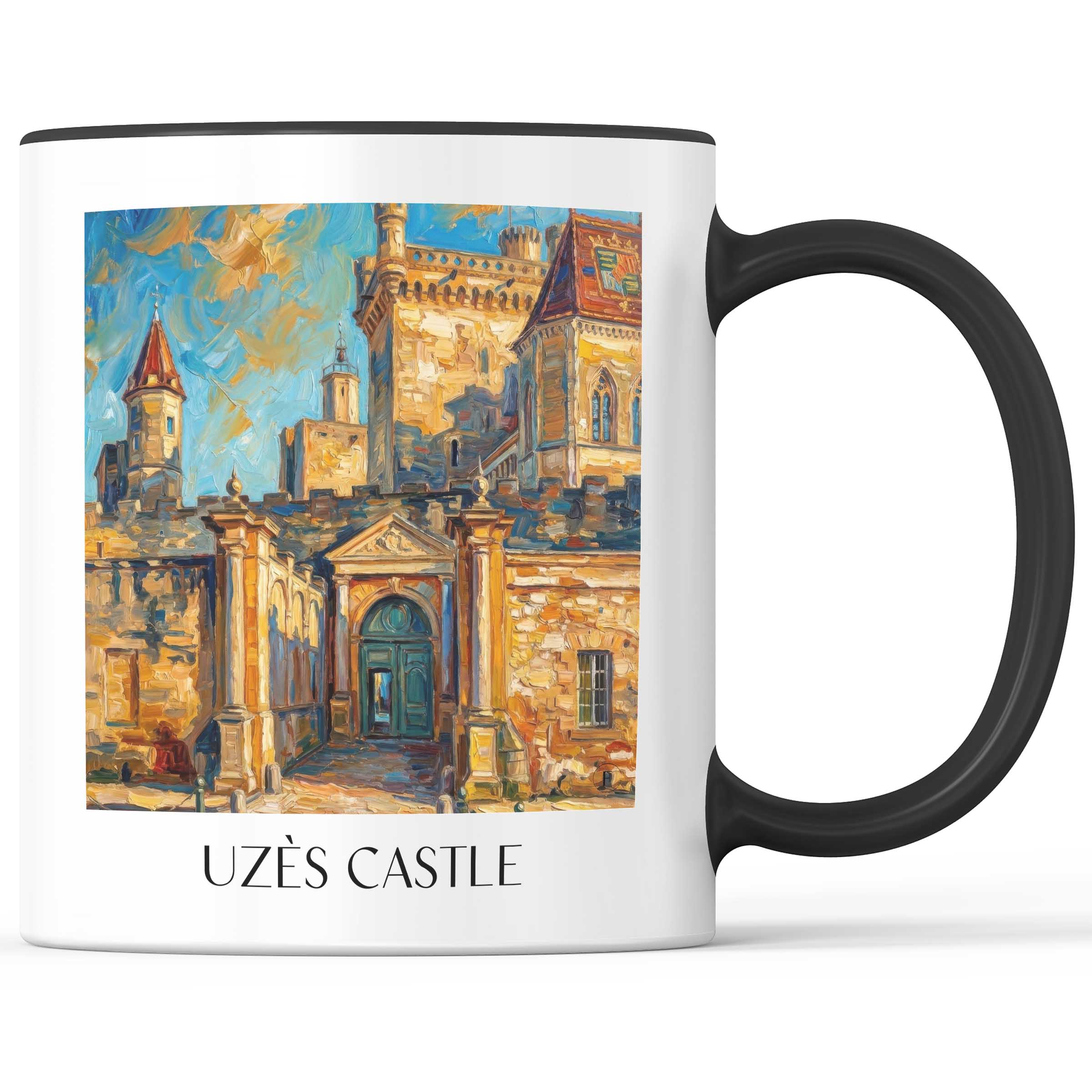 Burg Uzès Kaffeebecher - Okzitanien - Frankreich Becher - Kaffeetasse im Ölgemälde Stil - favplace