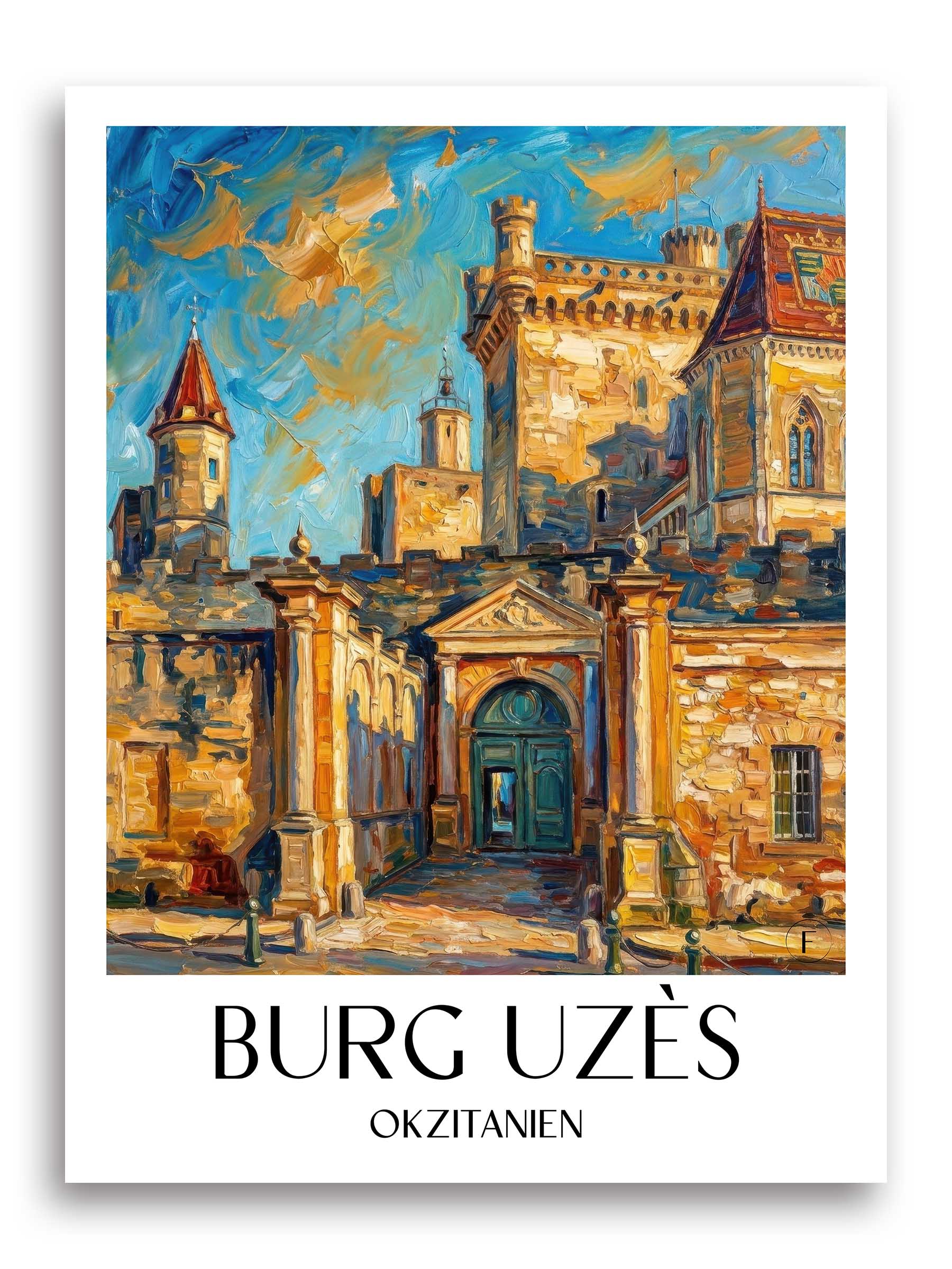 burg-uzès-okzitanien--frankreich-poster-oil-painting-oelgemaelde