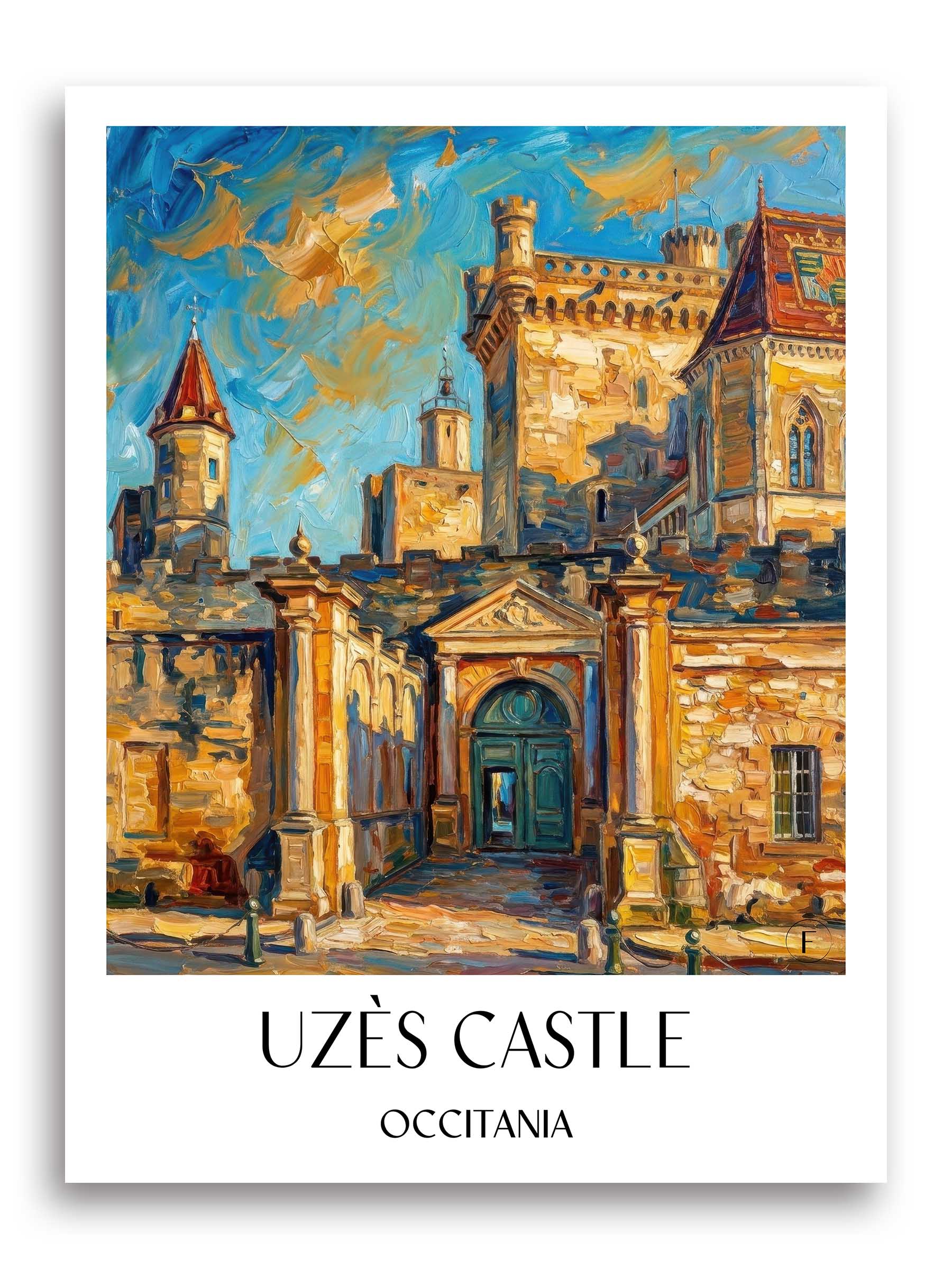 Burg Uzès Poster - Okzitanien - Frankreich Kunstdruck - Ölgemälde von A4 bis A1 - favplace