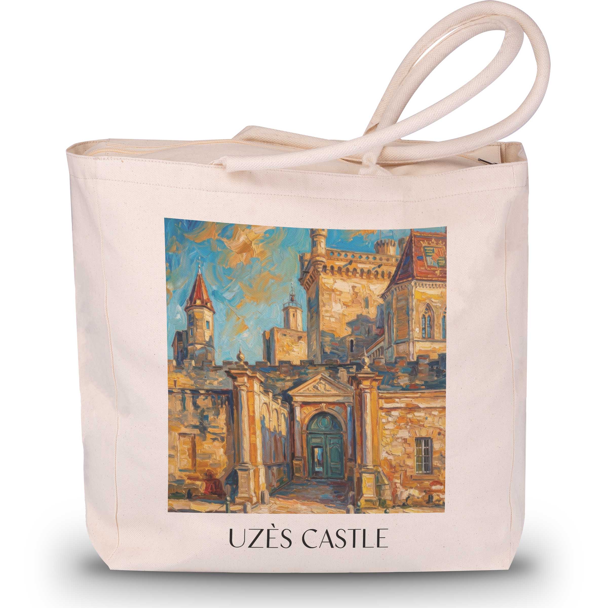Burg Uzès Shopping Tasche - Okzitanien - Frankreich Tote Bag - Einkaufstasche im Ölgemälde Stil - favplace