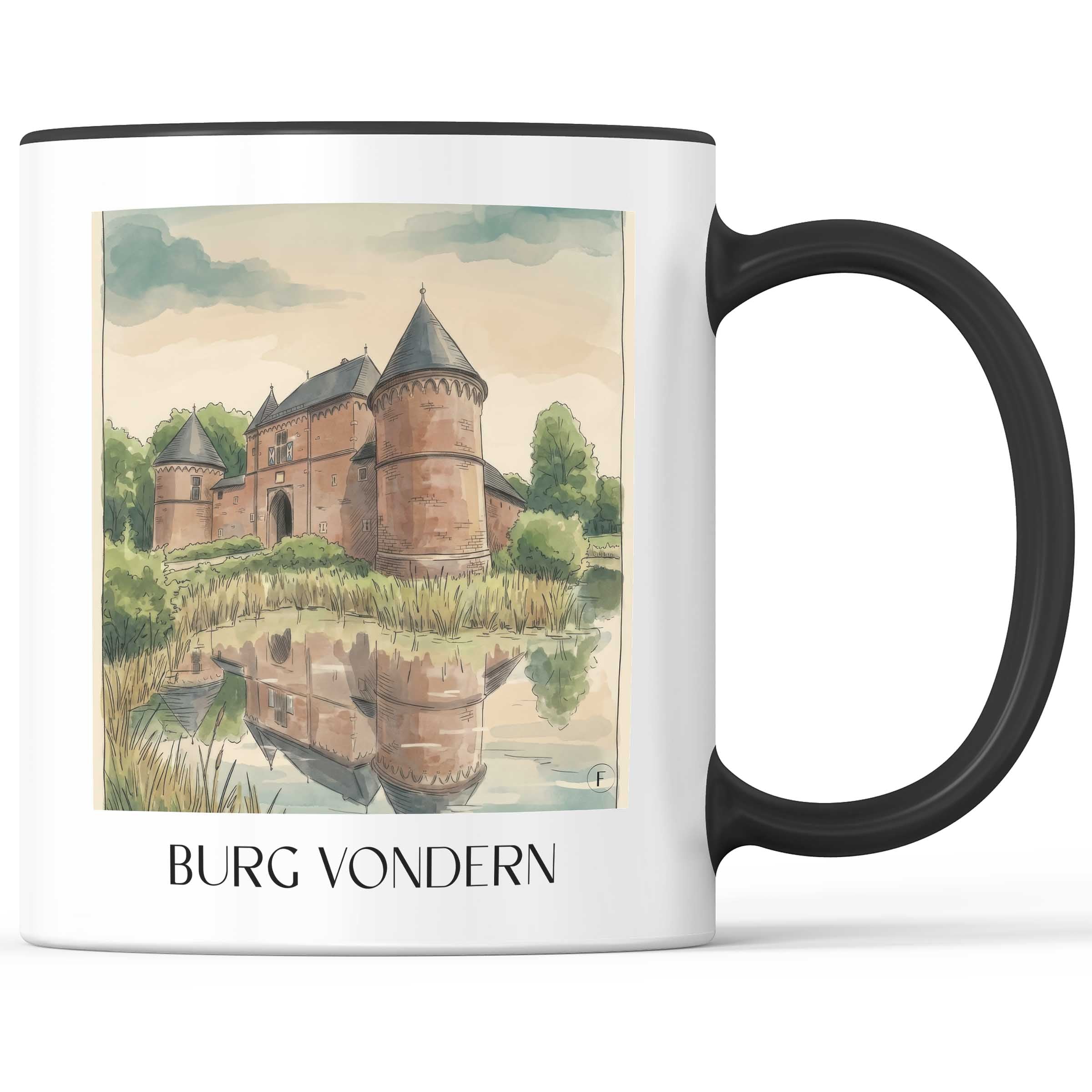 burg-vondern-oberhausen-deutschland-kaffeebecher-aquarell