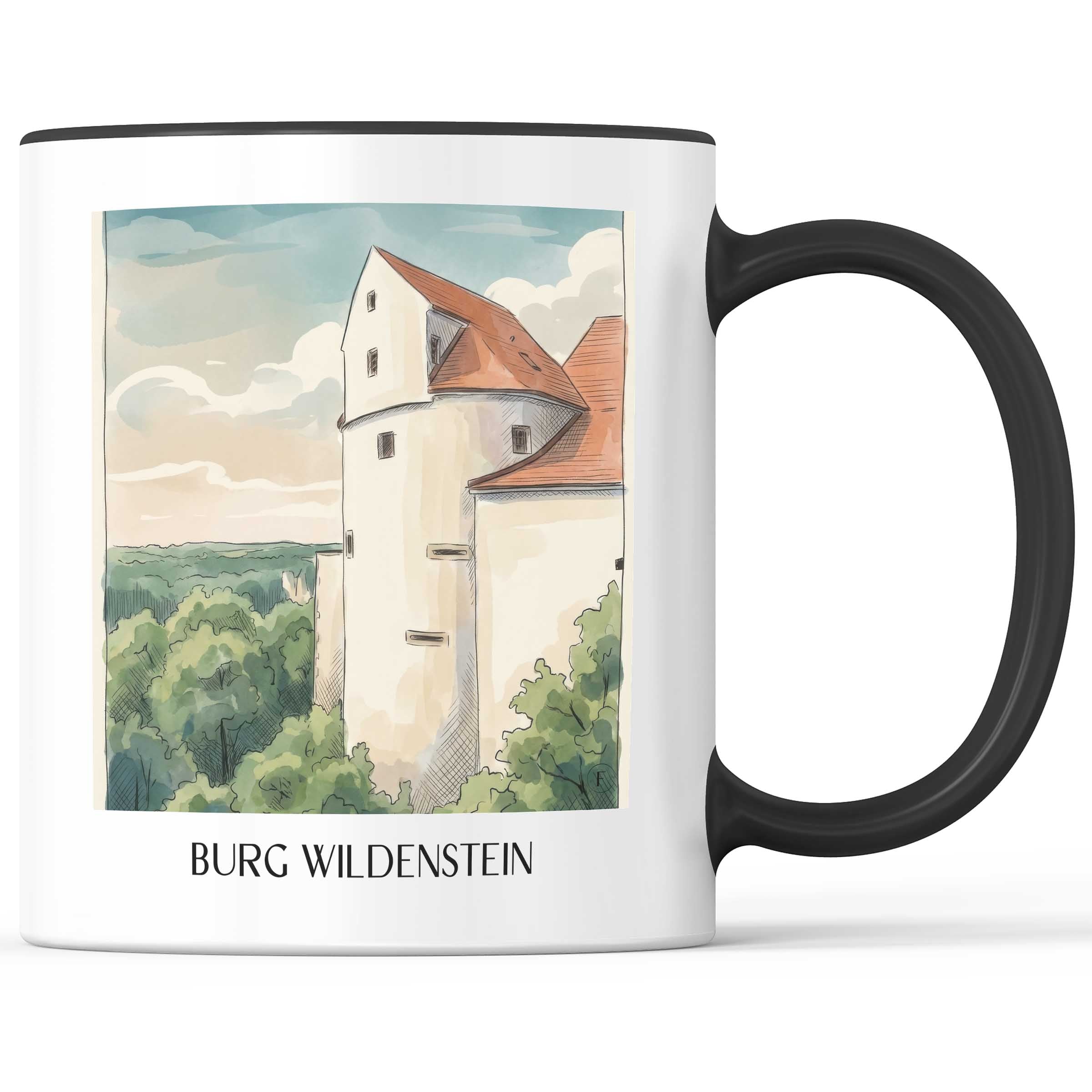burg-wildenstein-schwäbische-alb-deutschland-kaffeebecher-aquarell