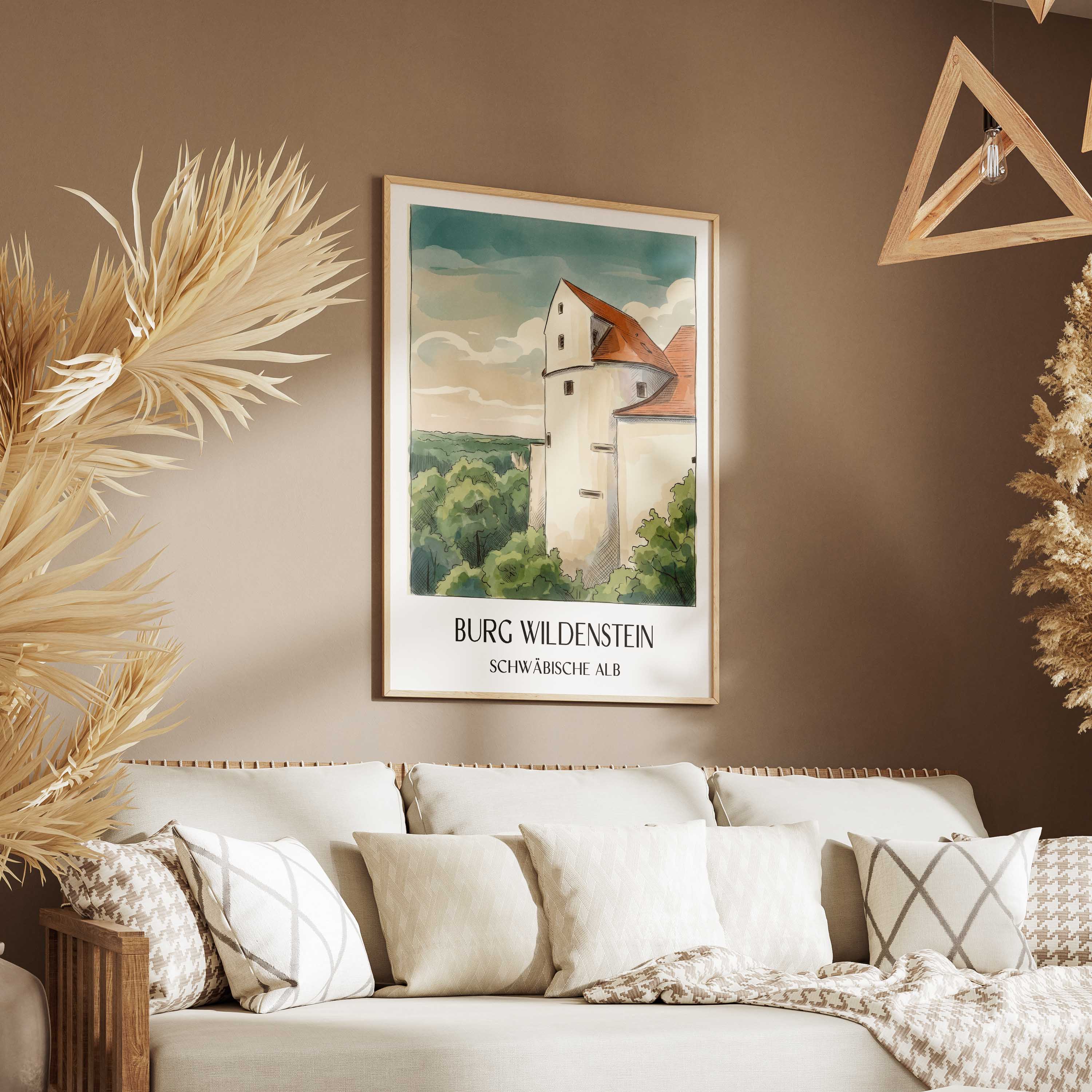 burg-wildenstein-schwäbische-alb-deutschland-poster-aquarell