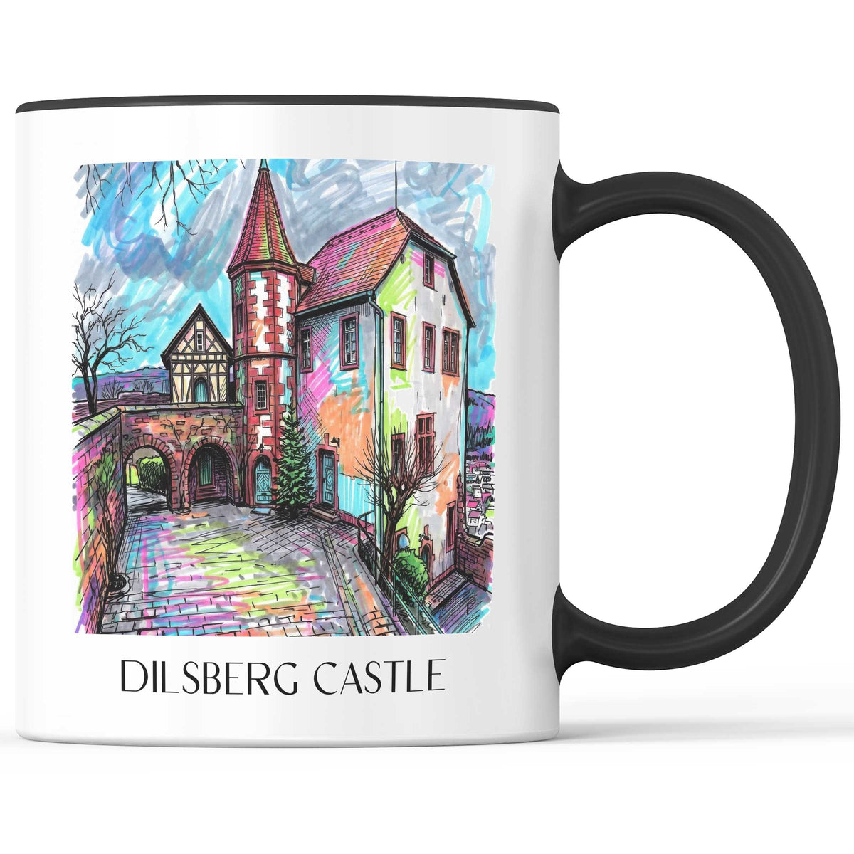 Burgfeste Dilsberg Kaffeebecher - Neckargmünd - Deutschland Becher - Kaffeetasse im Tag Graffiti Stil - favplace
