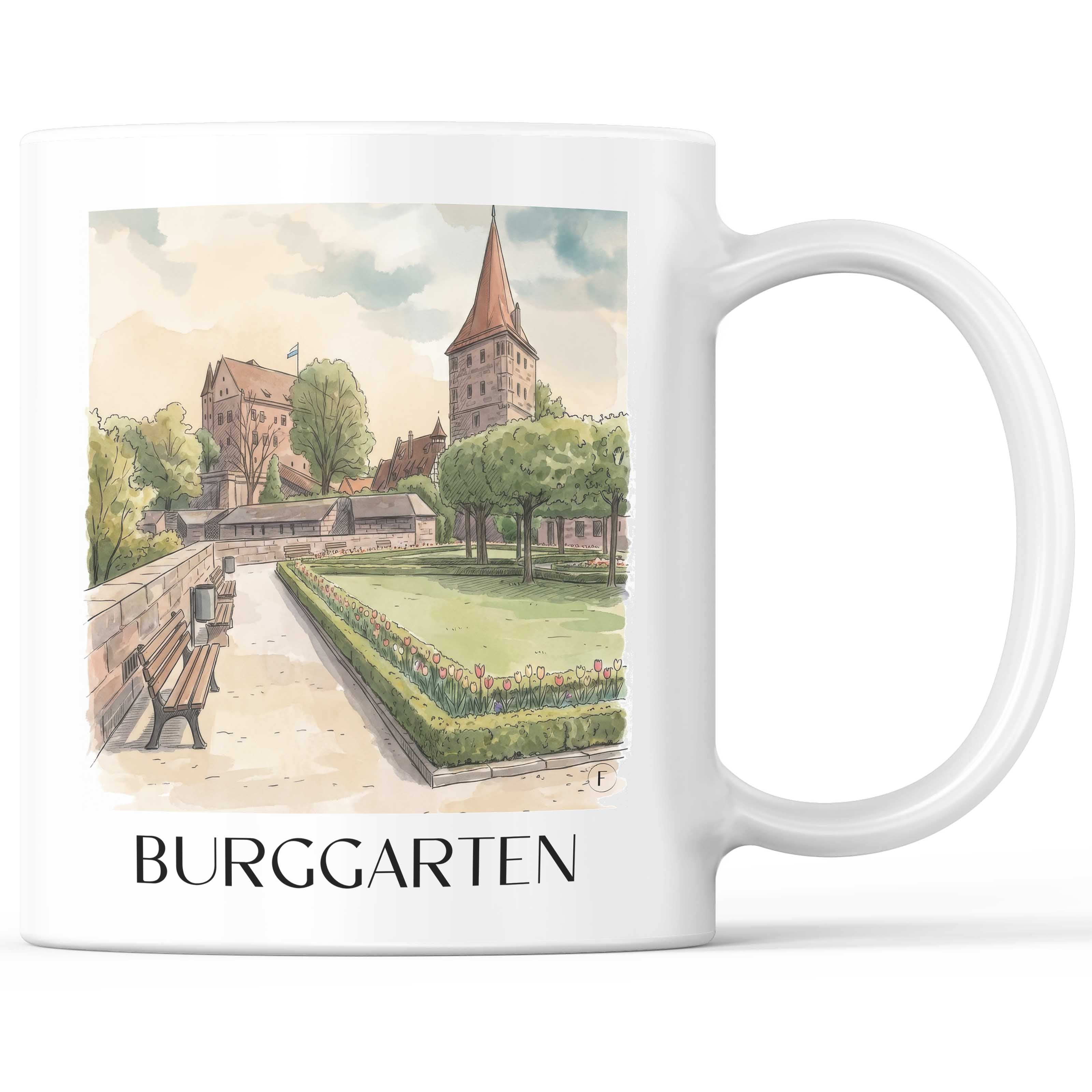 Burggarten Kaffeebecher - Nürnberg - Deutschland Becher - Kaffeetasse im Aquarell Stil - favplace