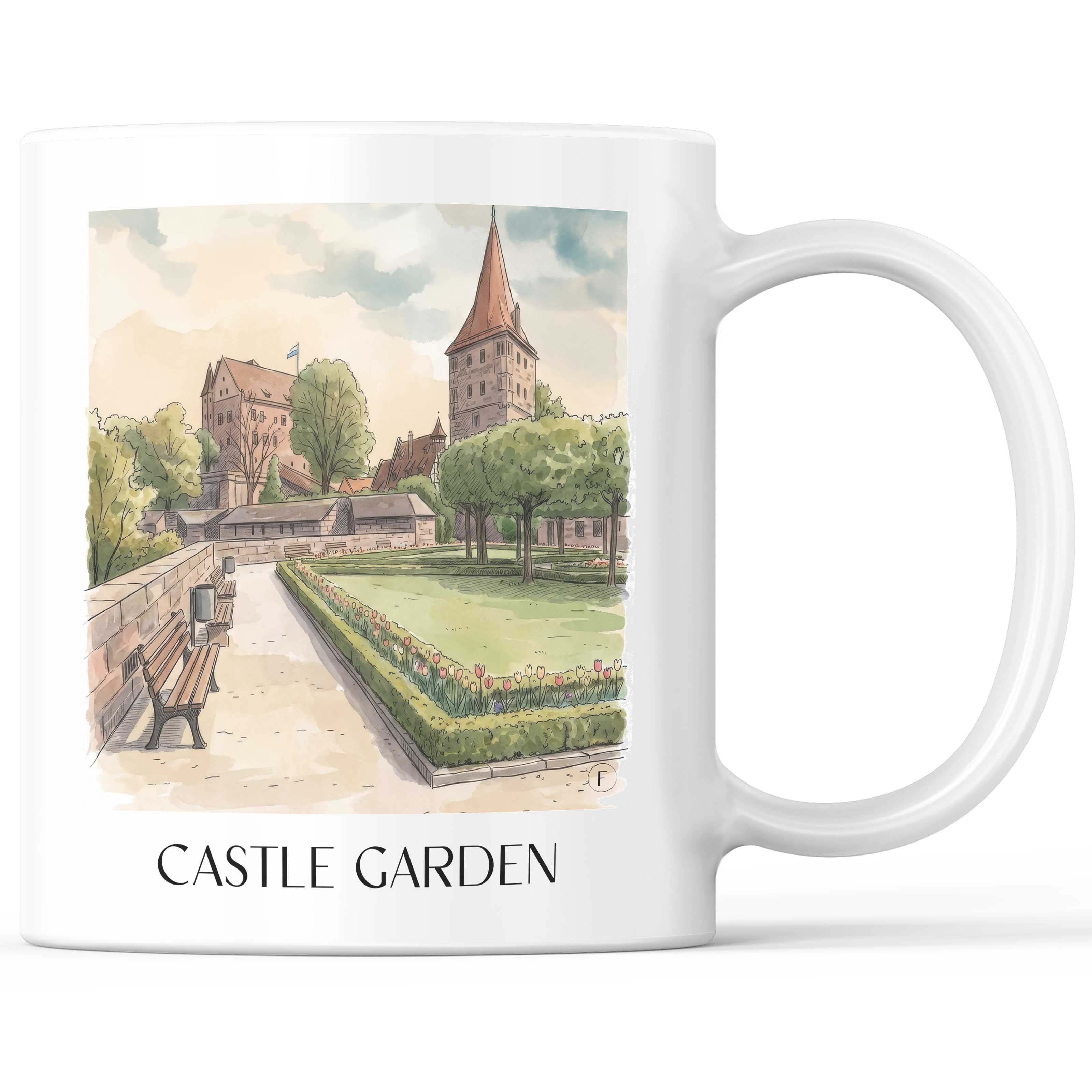Burggarten Kaffeebecher - Nürnberg - Deutschland Becher - Kaffeetasse im Aquarell Stil - favplace