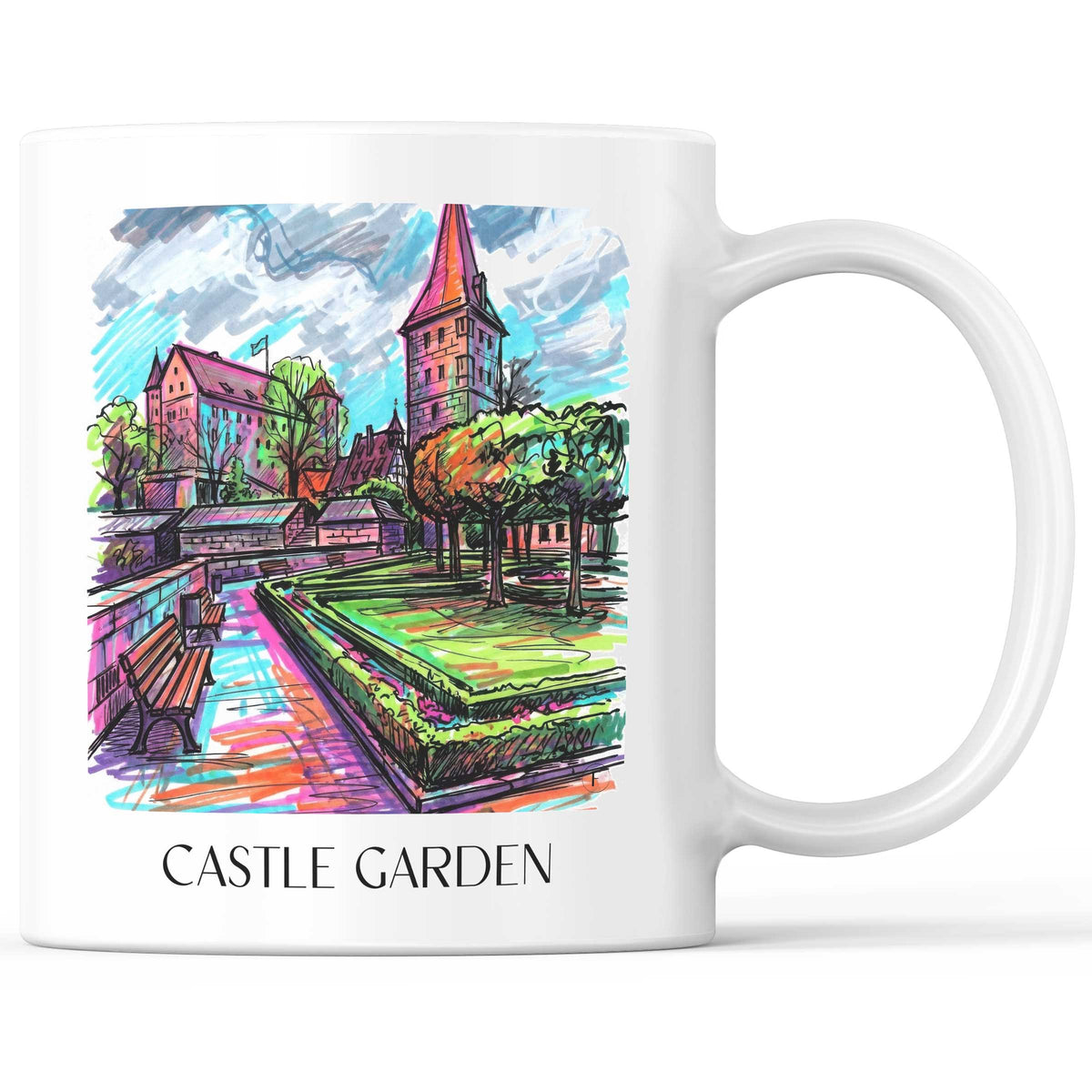 Burggarten Kaffeebecher - Nürnberg - Deutschland Becher - Kaffeetasse im Tag Graffiti Stil - favplace