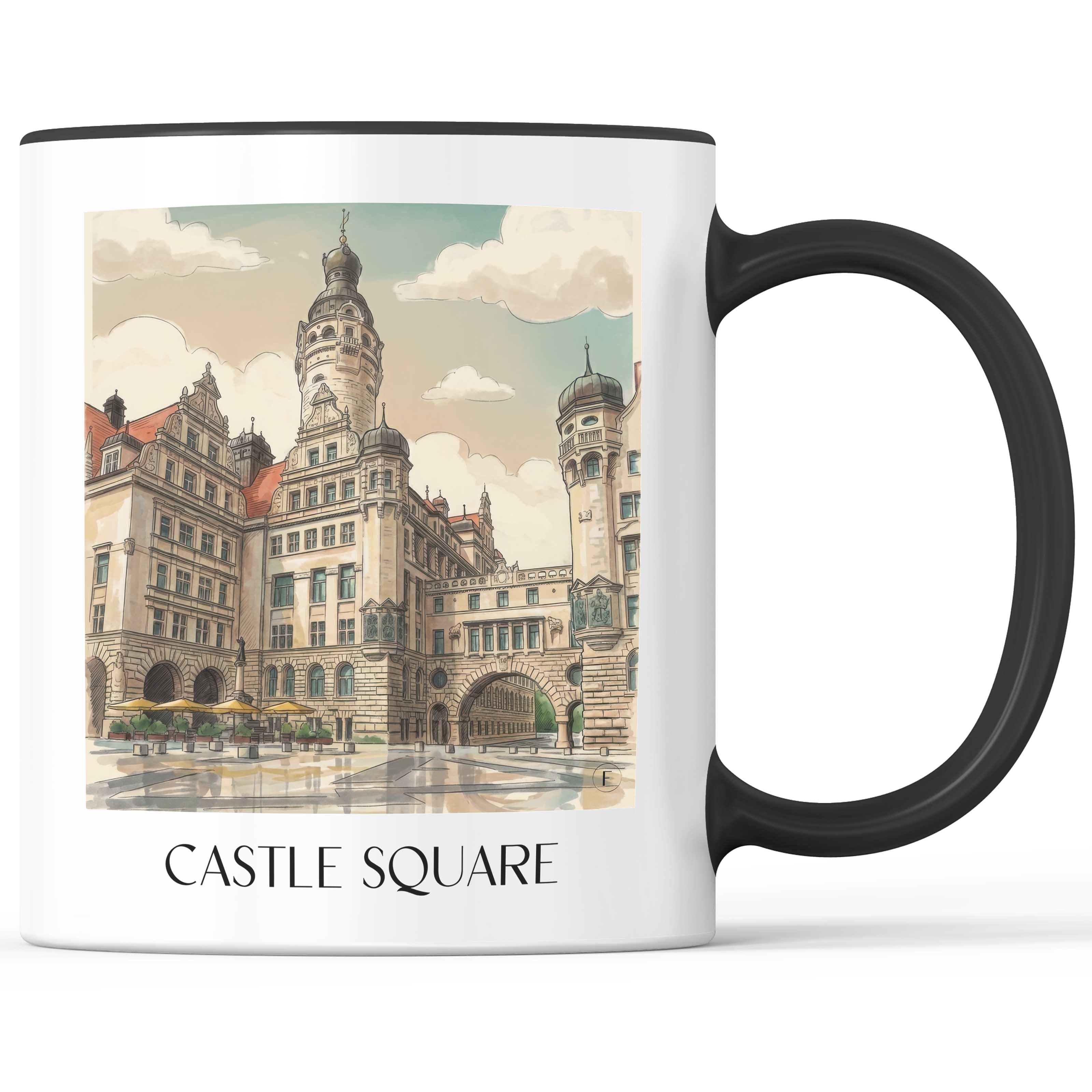 Burgplatz Kaffeebecher - Leipzig - Deutschland Becher - Kaffeetasse im Aquarell Stil - favplace