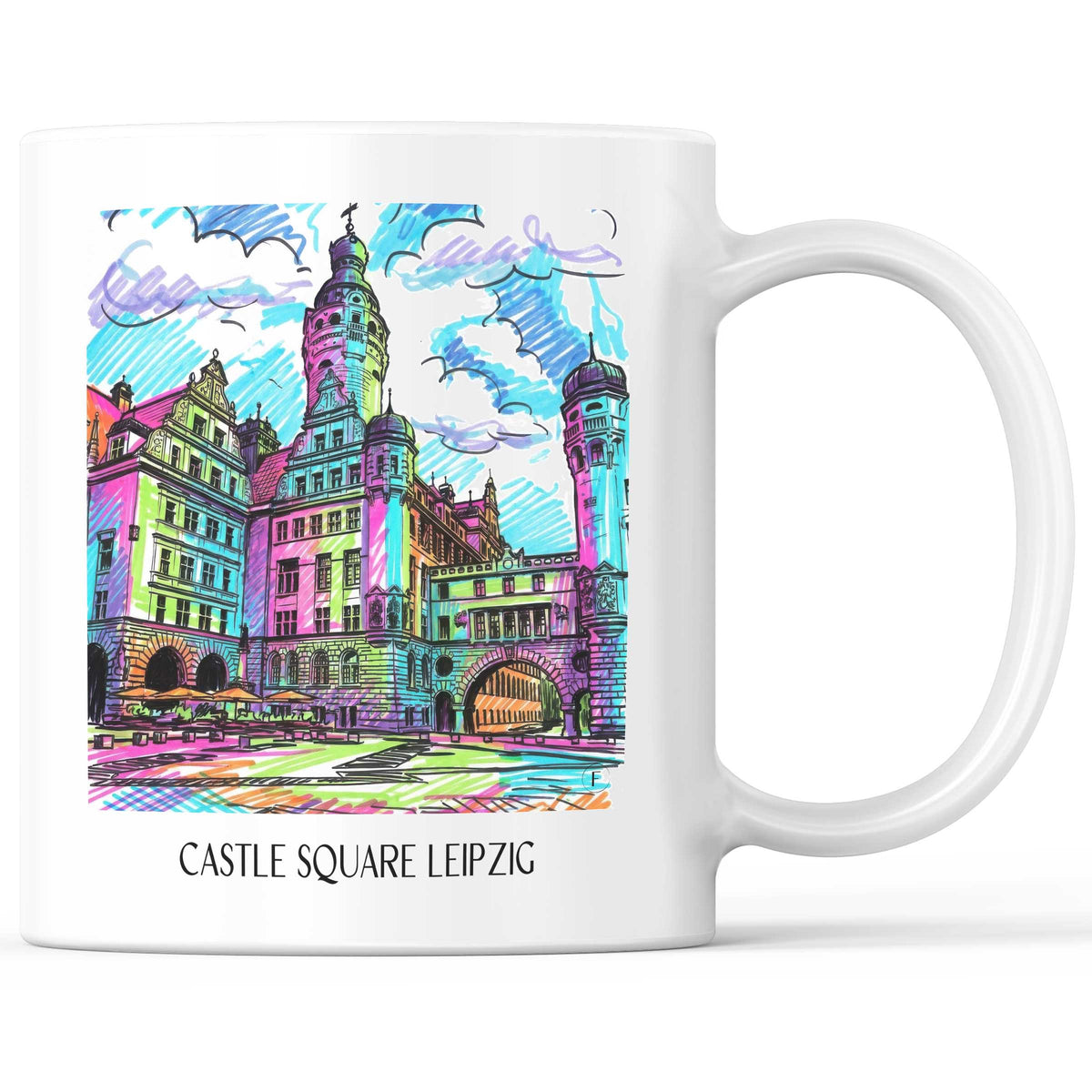 Burgplatz Kaffeebecher - Leipzig - Deutschland Becher - Kaffeetasse im Tag Graffiti Stil - favplace
