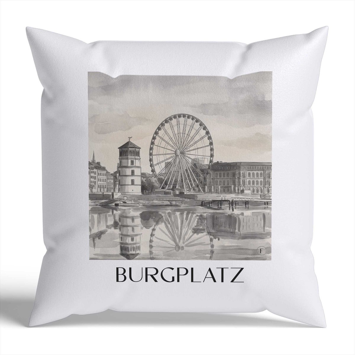 burgplatz-düsseldorf-deutschland-kissenbezug-aquarell-schwarz-weiss