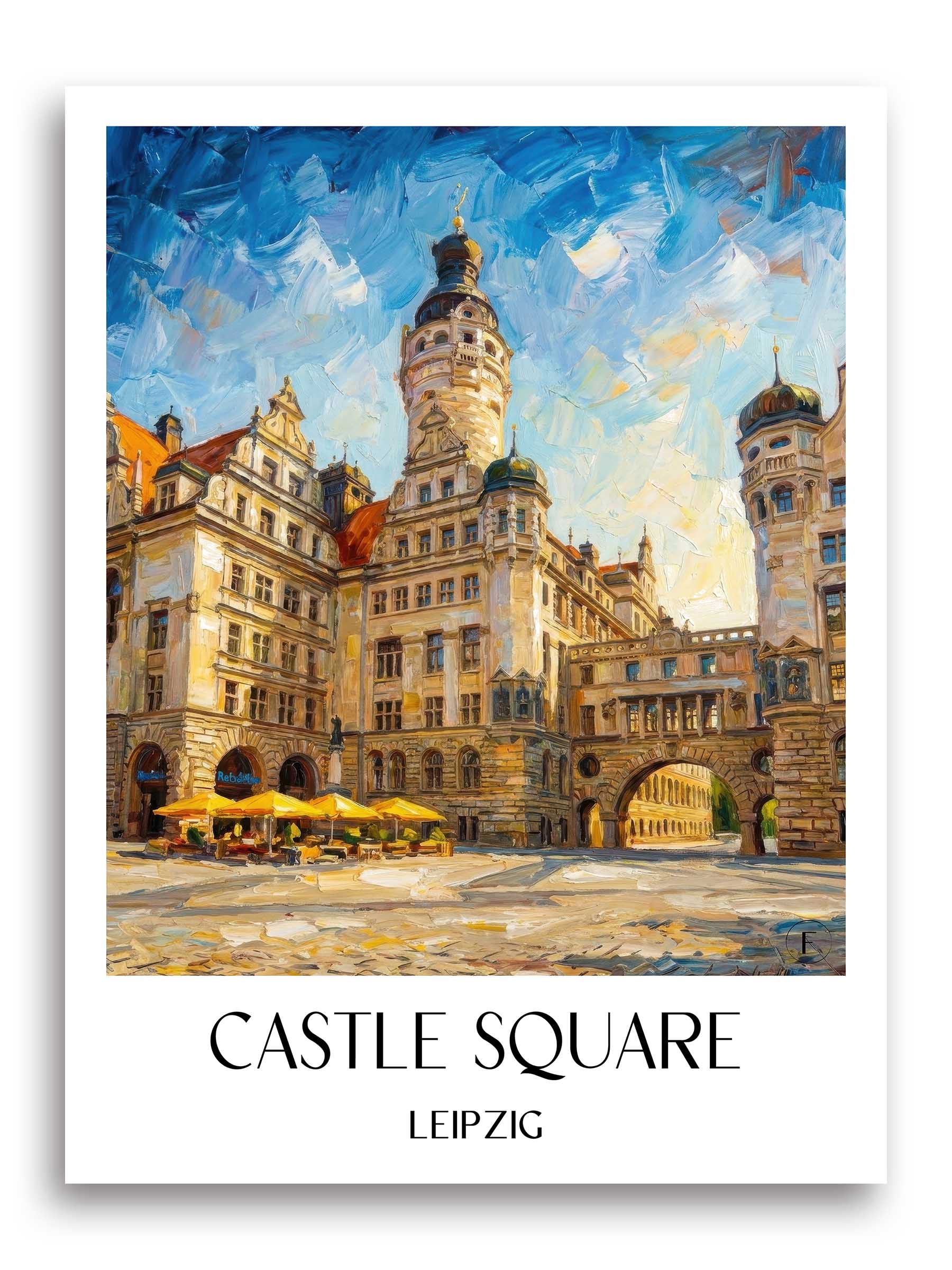 Burgplatz Poster - Leipzig - Deutschland Kunstdruck - Ölgemälde von A4 bis A1 - favplace