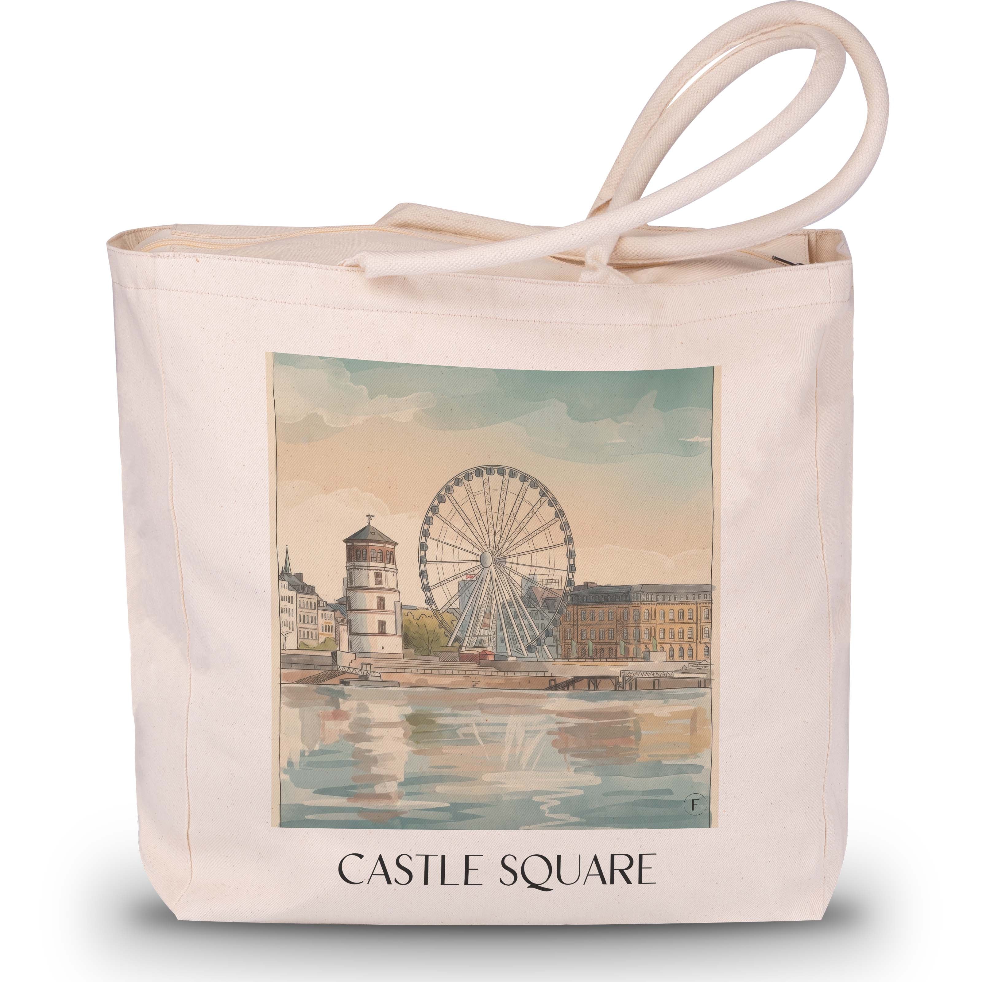 Burgplatz Shopping Tasche - Düsseldorf - Deutschland Tote Bag - Einkaufstasche im Aquarell Stil - favplace
