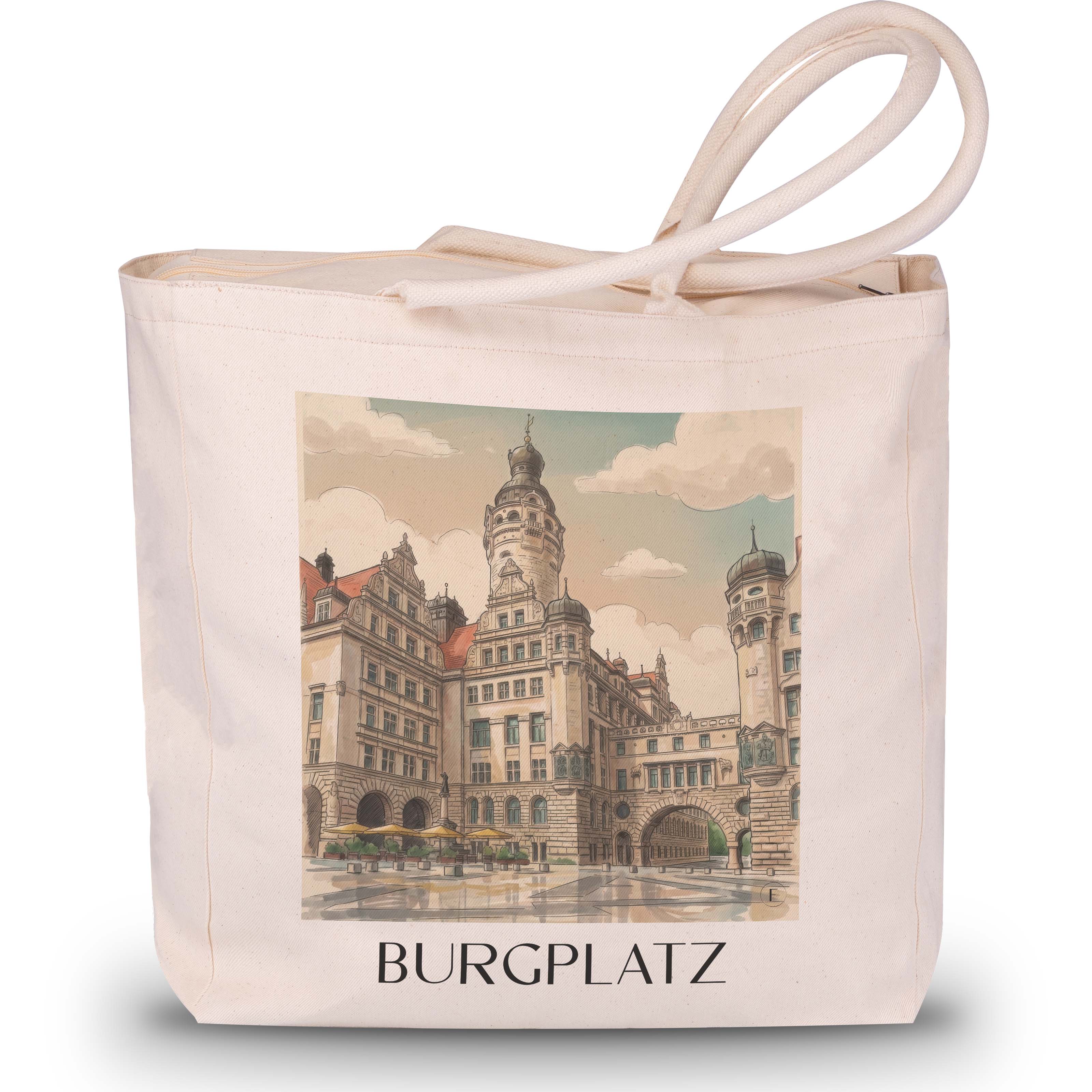 burgplatz-leipzig-deutschland-einkaufstasche-aquarell