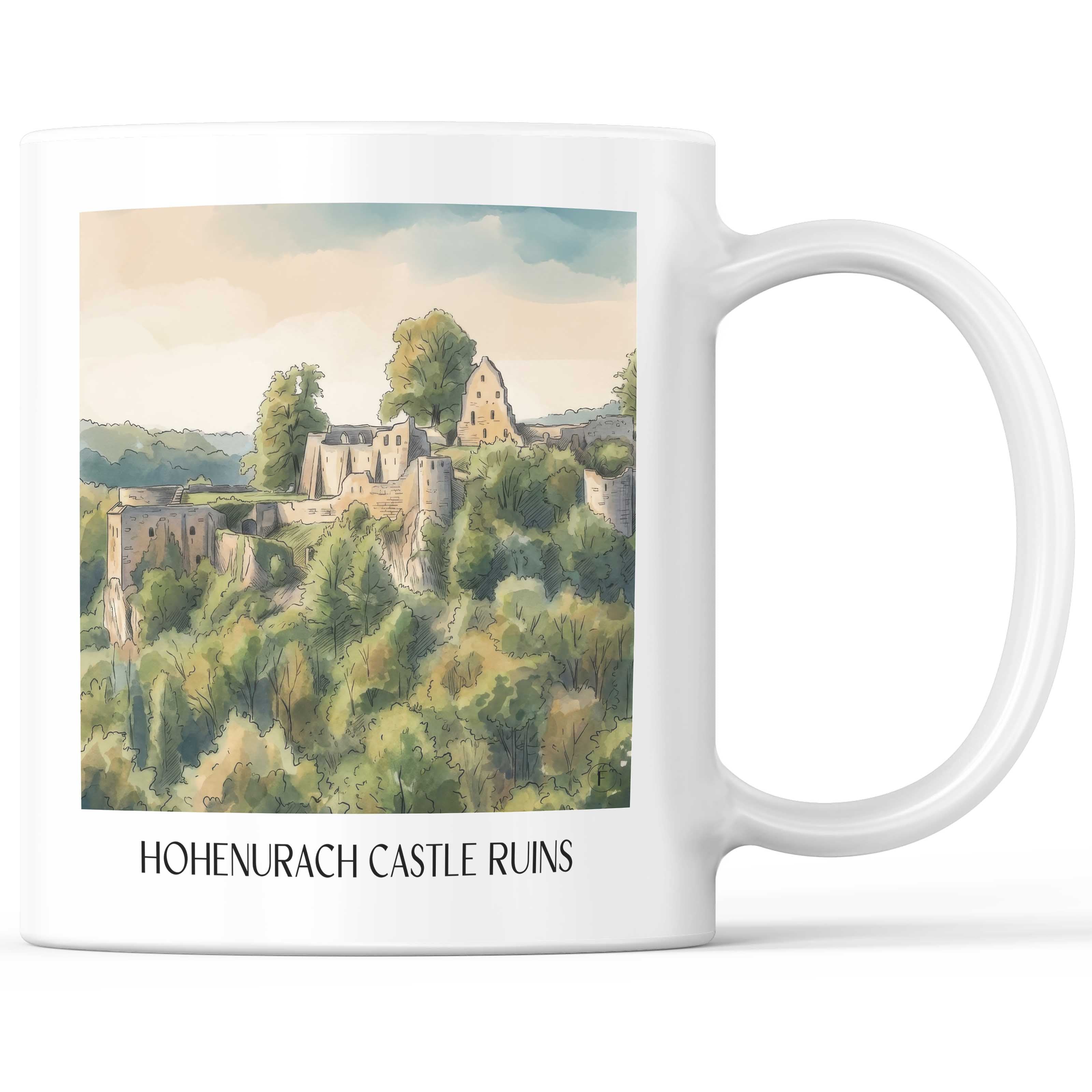 Burgruine Hohenurach Kaffeebecher - Schwäbische Alb - Deutschland Becher - Kaffeetasse im Aquarell Stil - favplace