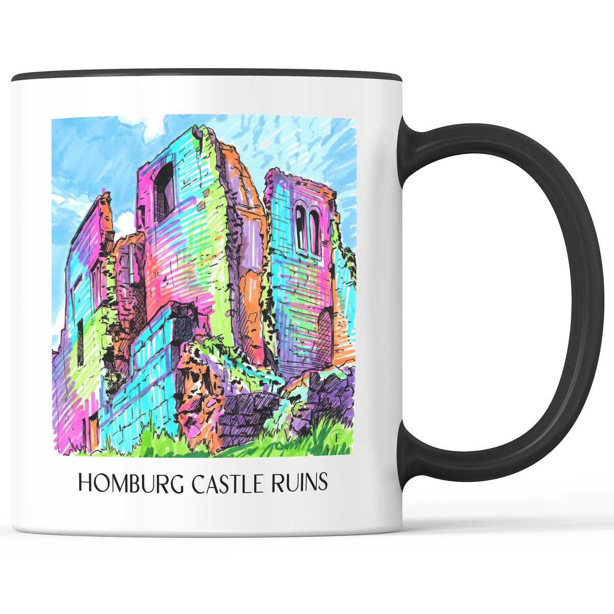 Burgruine Homburg Kaffeebecher - Spessart - Deutschland Becher - Kaffeetasse im Tag Graffiti Stil - favplace