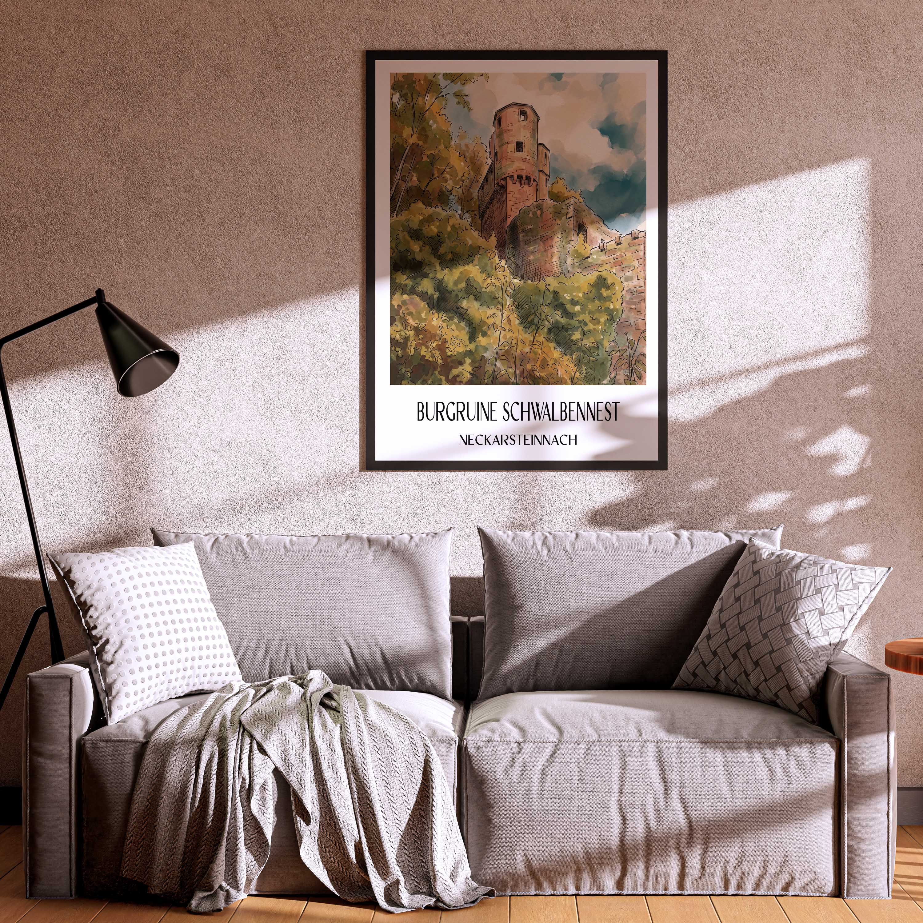 burgruine-schwalbennest-neckarsteinnach-deutschland-poster-aquarell
