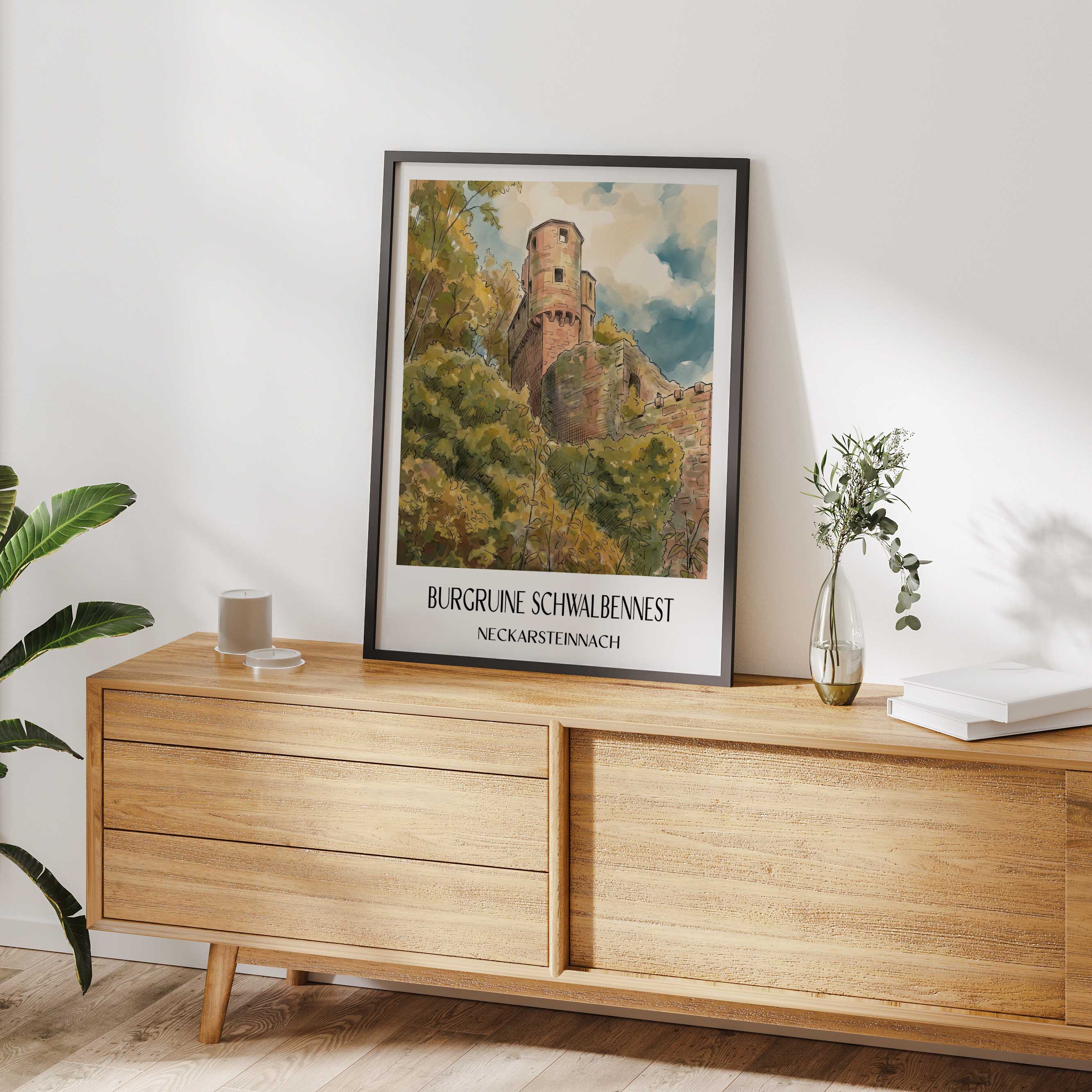 burgruine-schwalbennest-neckarsteinnach-deutschland-poster-aquarell
