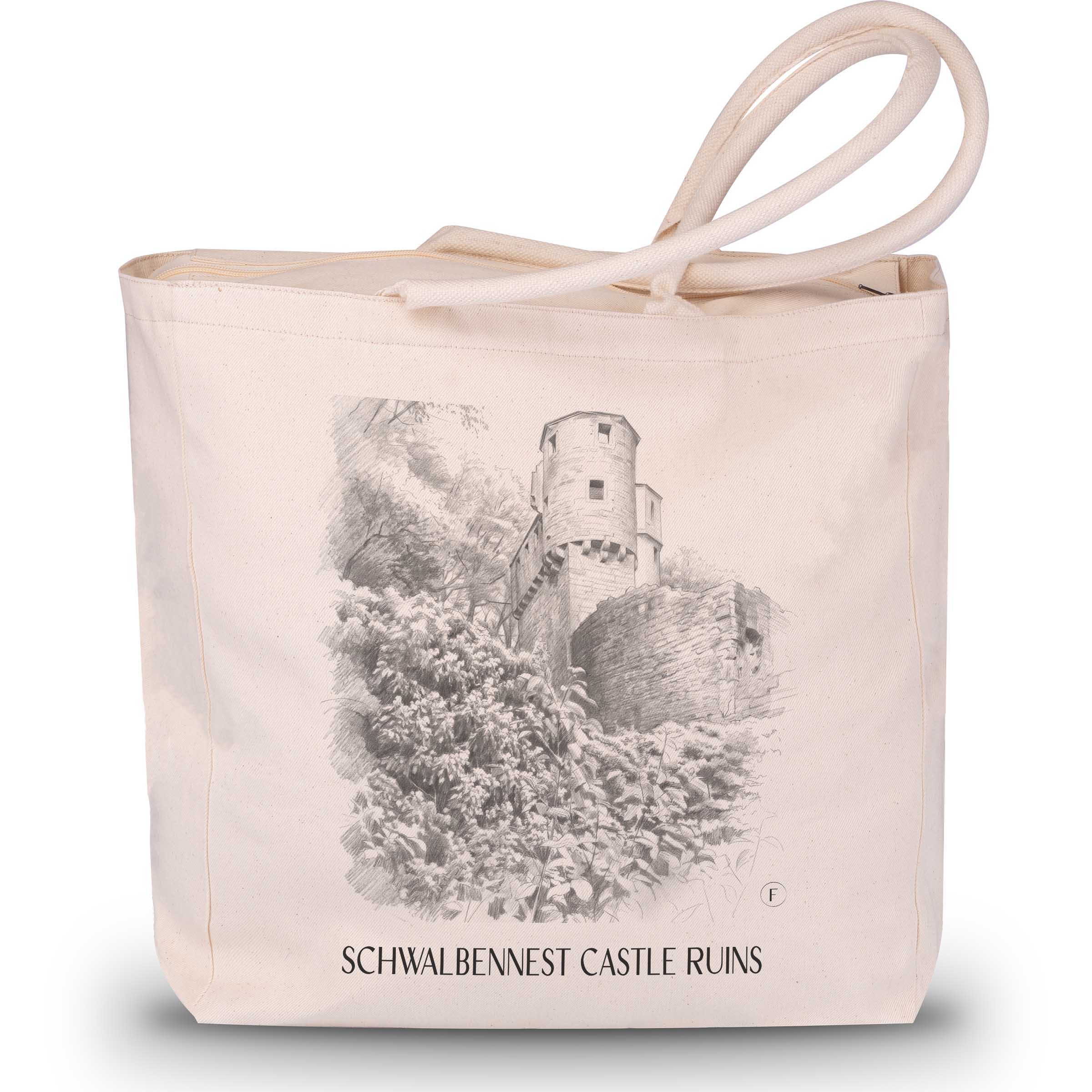 Burgruine Schwalbennest Shopping Tasche - Neckarsteinnach - Deutschland Tote Bag - Einkaufstasche im Zeichnung Stil