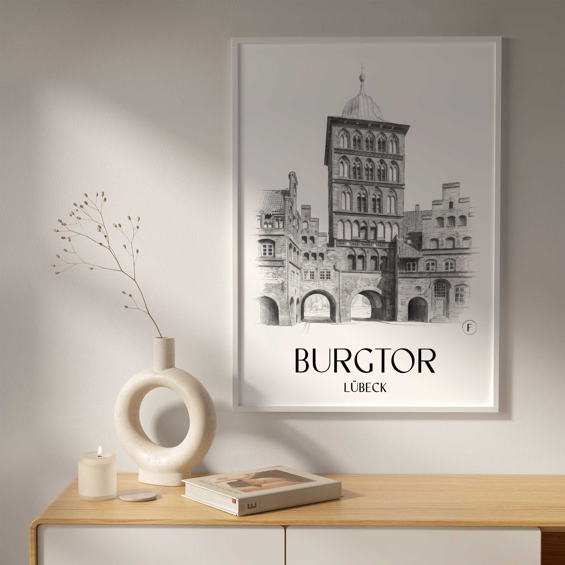 burgtor-lübeck-deutschland-poster-bleistift-zeichnung-drawing