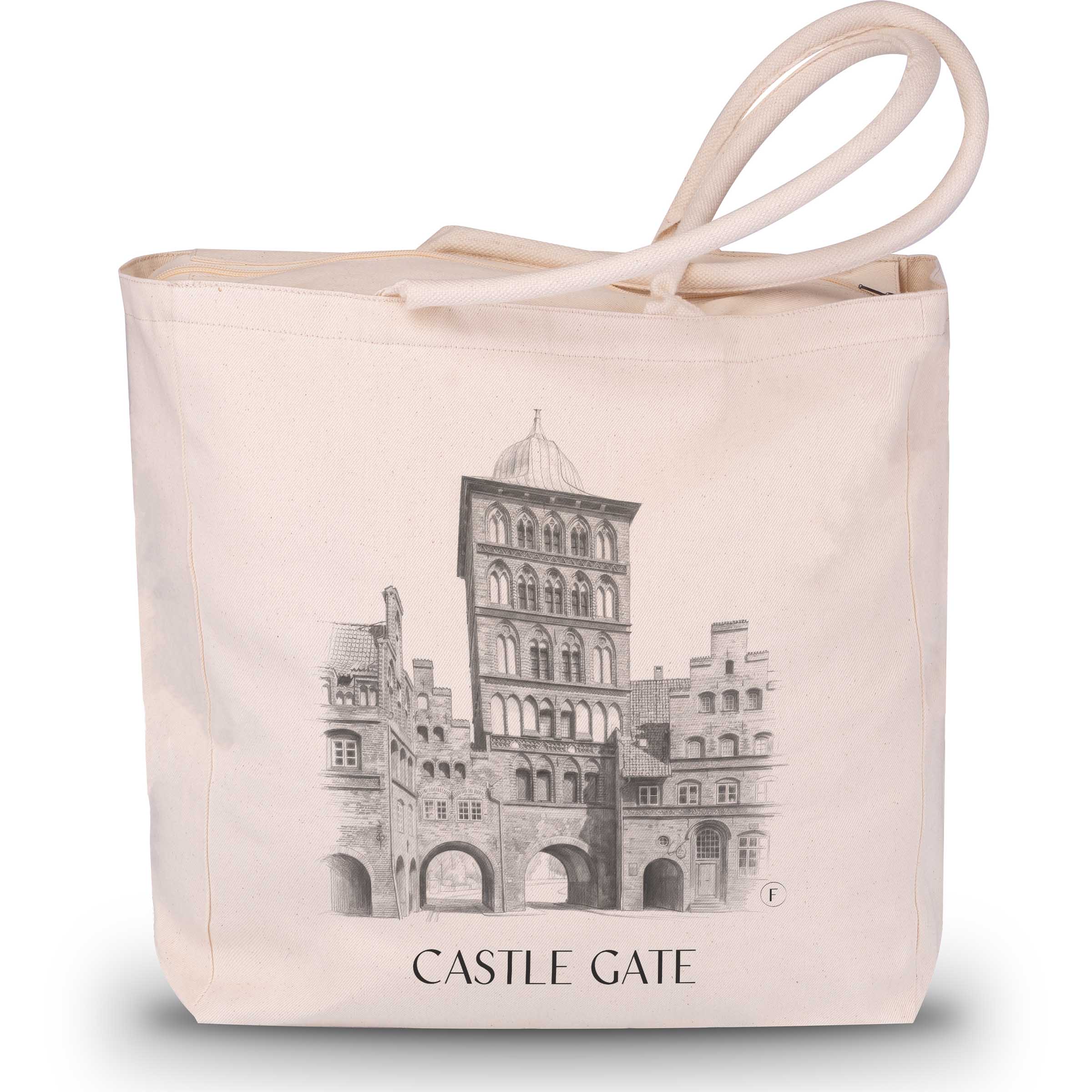 Burgtor Shopping Tasche - Lübeck - Deutschland Tote Bag - Einkaufstasche im Zeichnung Stil