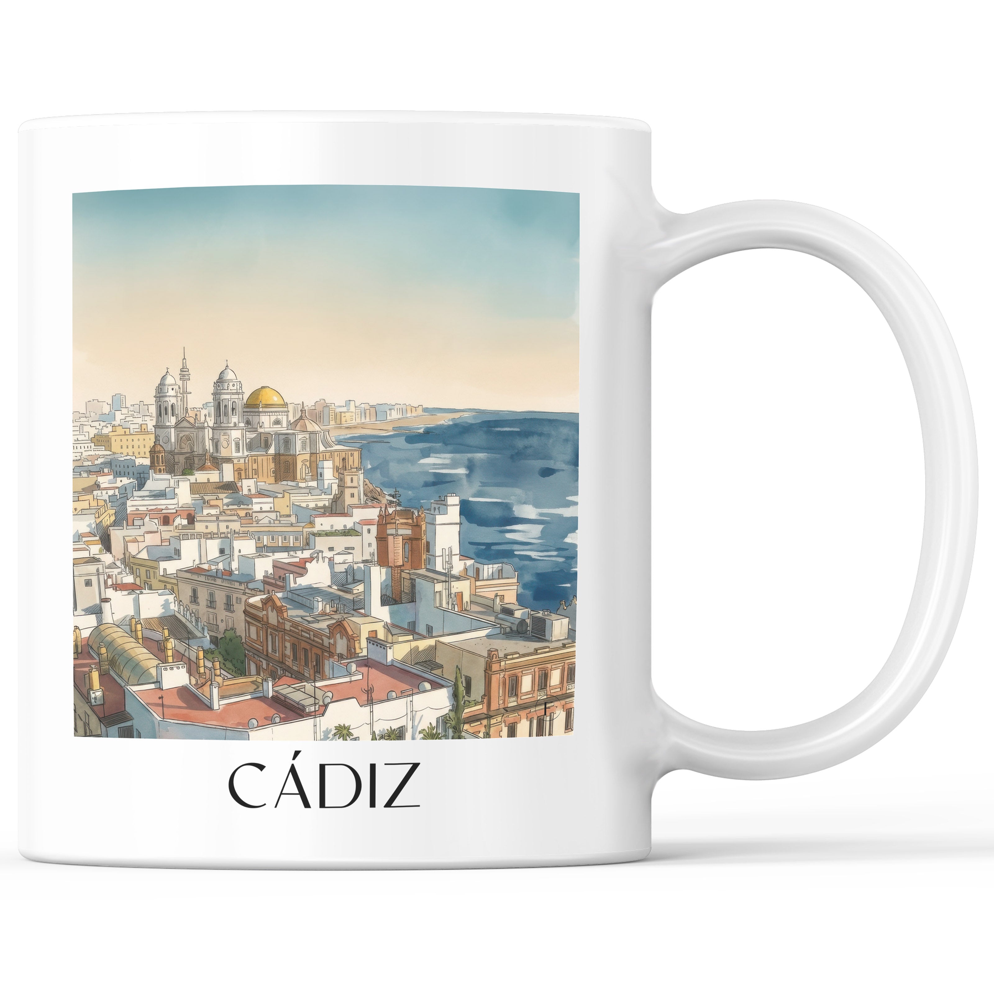 Cádiz Kaffeebecher - Spanien - Spanien Becher - Kaffeetasse im Aquarell Stil - favplace