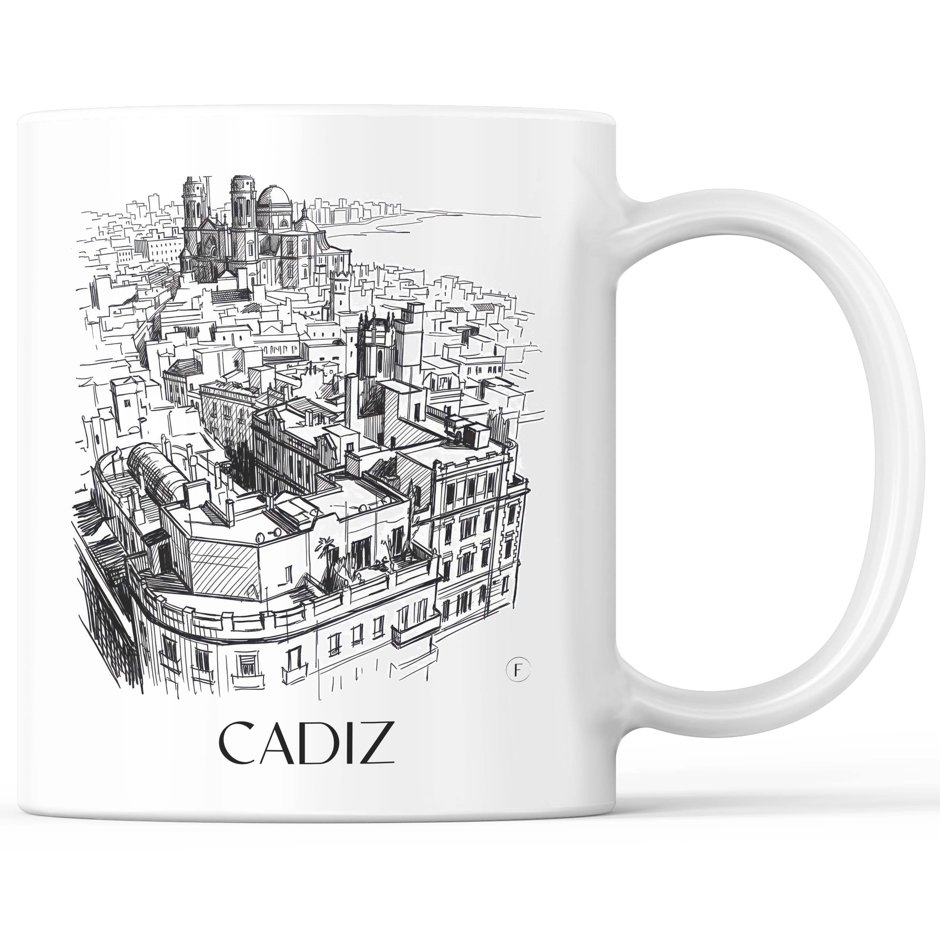 Cádiz Kaffeebecher - Spanien - Spanien Becher - Kaffeetasse im Skizze Stil - favplace