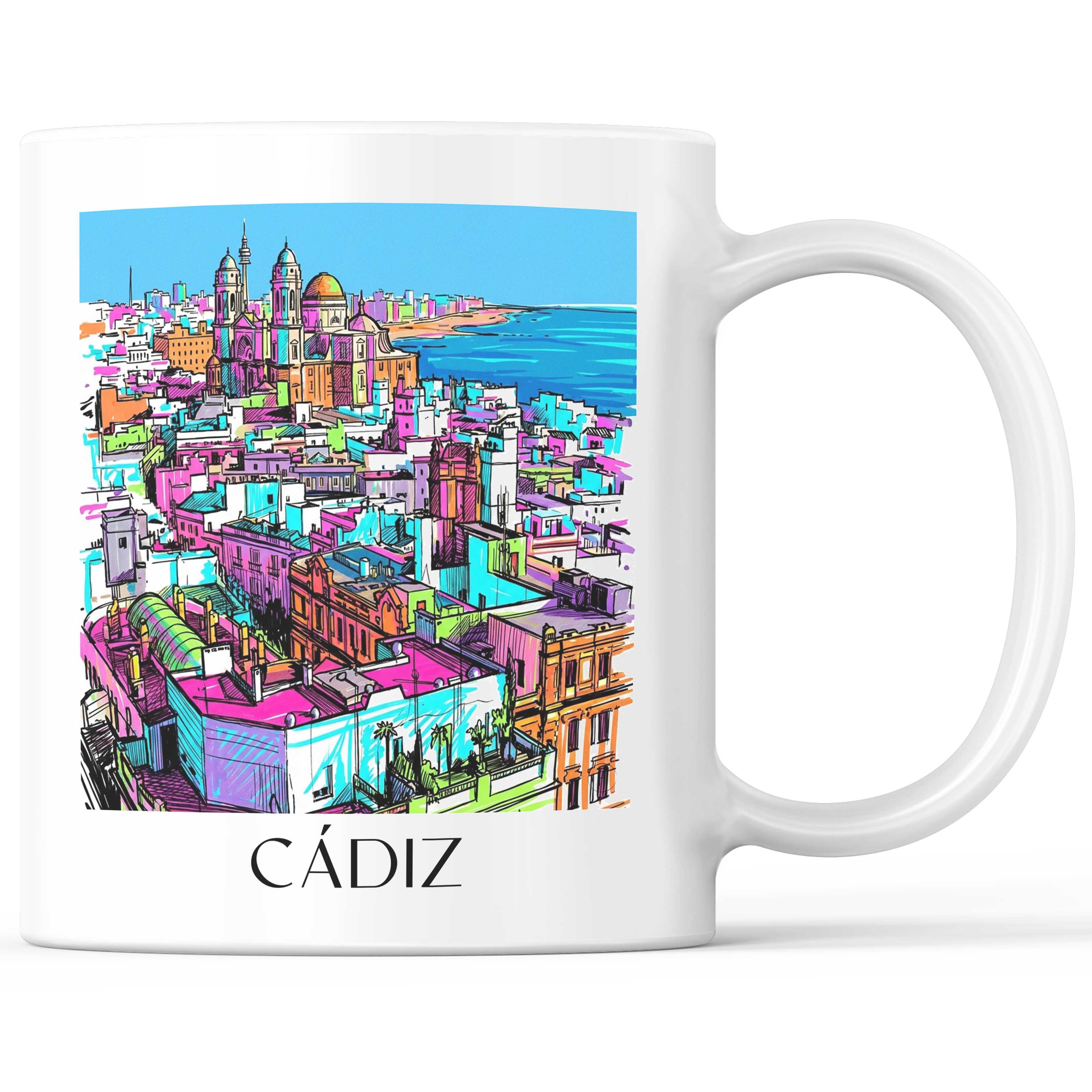 Cádiz Kaffeebecher - Spanien - Spanien Becher - Kaffeetasse im Tag Graffiti Stil - favplace