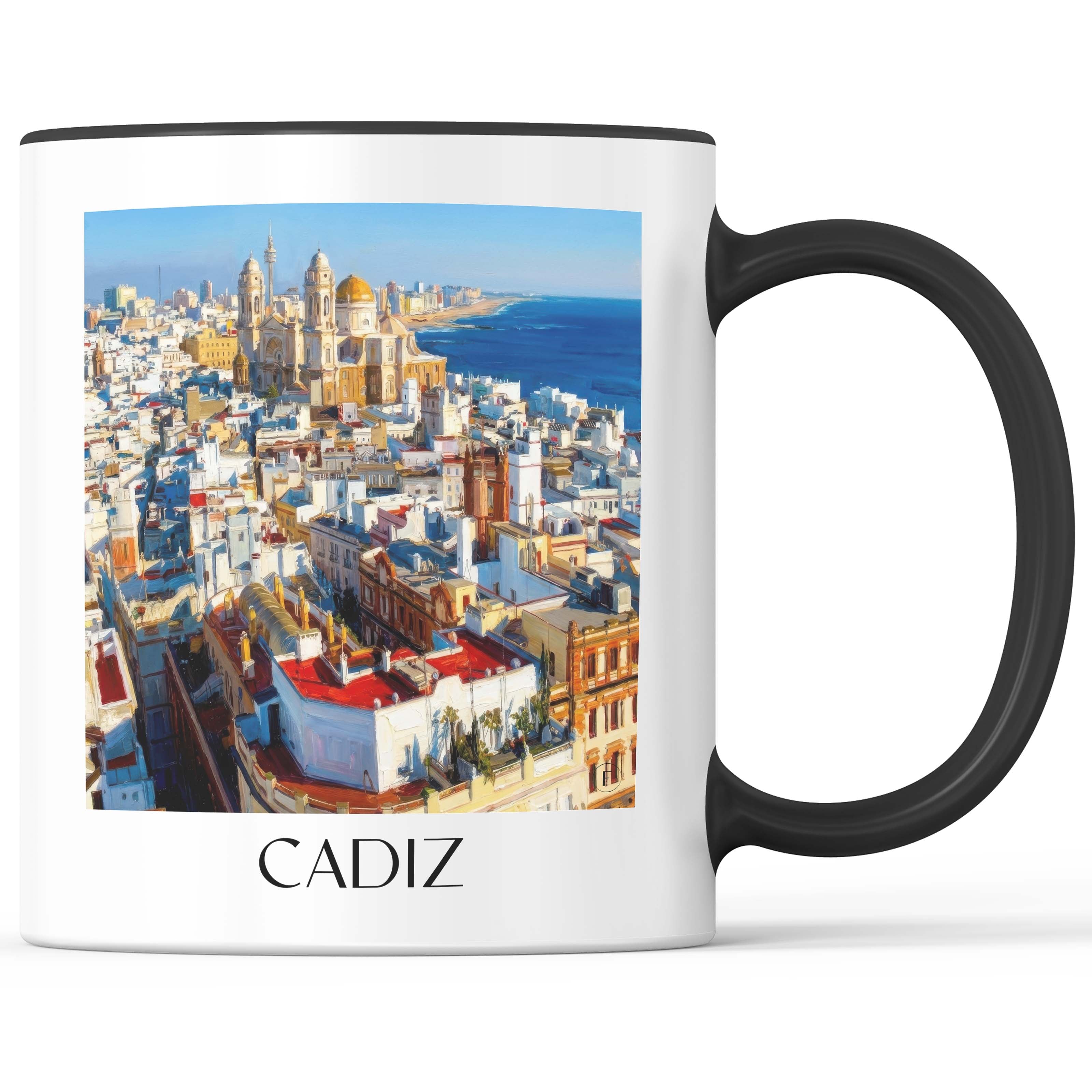 Cádiz Kaffeebecher - Spanien - Spanien Becher - Kaffeetasse im Ölgemälde Stil - favplace