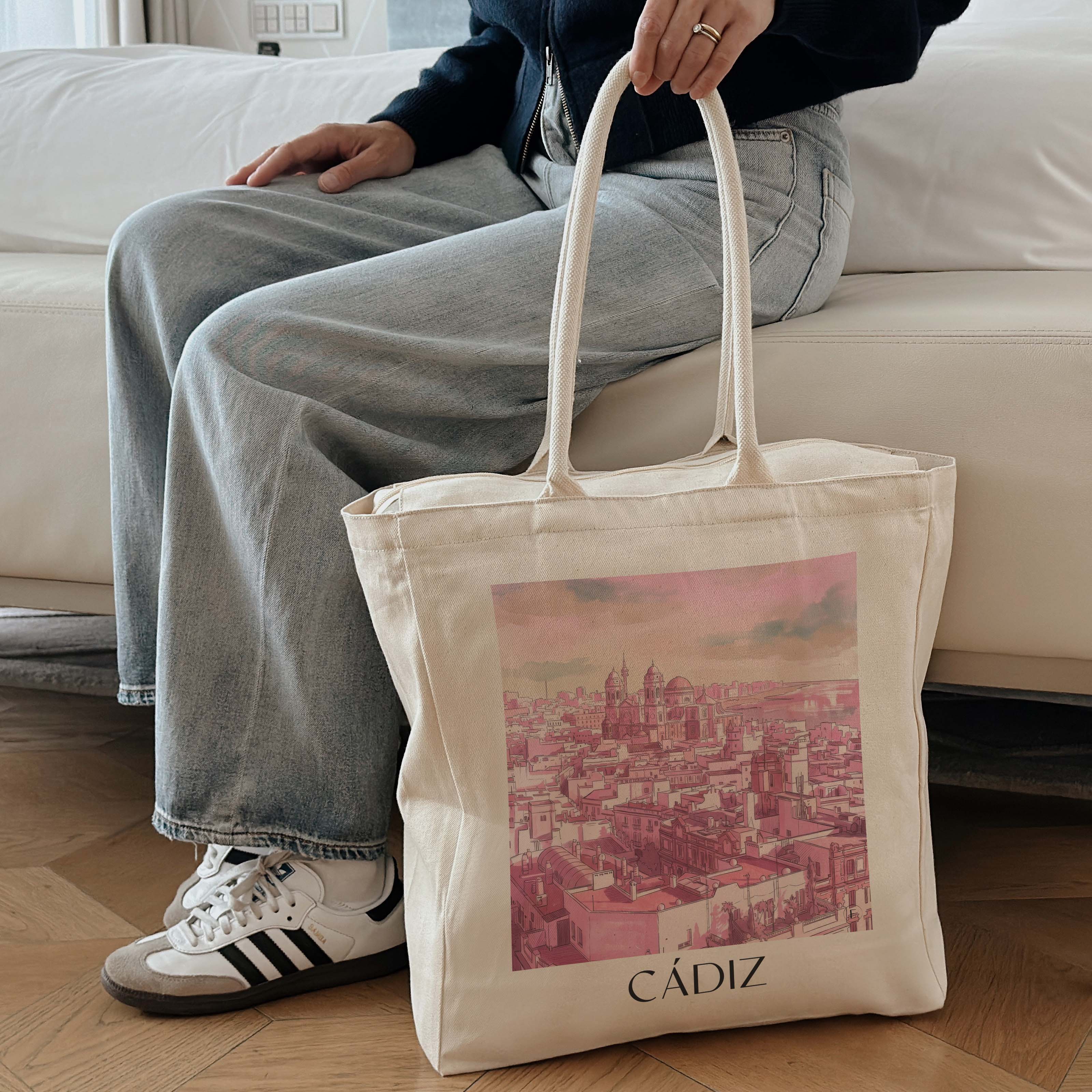 cádiz-spanien-spanien-einkaufstasche-aquarell-pink-rosa