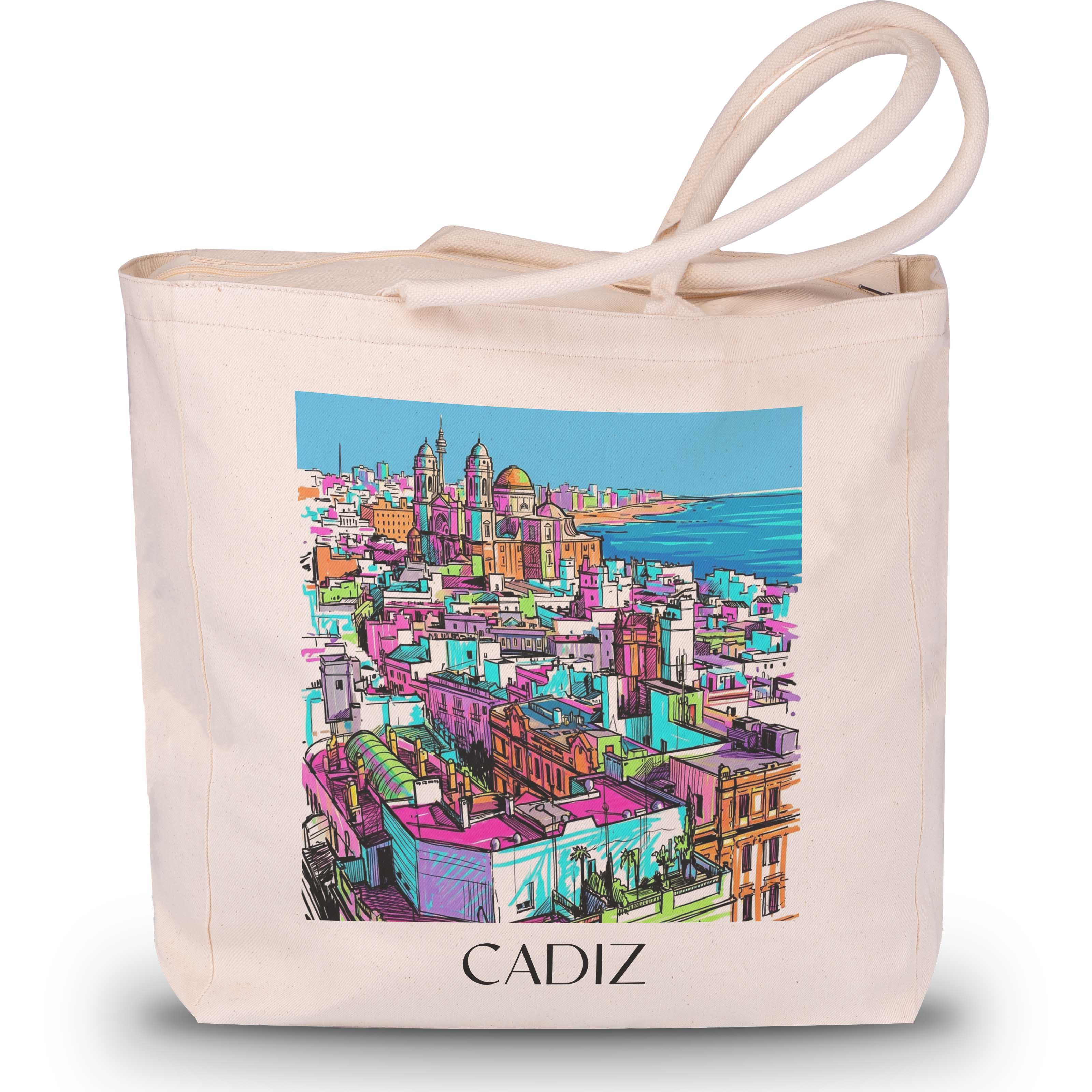 Cádiz Shopping Tasche - Spanien - Spanien Tote Bag - Einkaufstasche im Tag Graffiti Stil - favplace