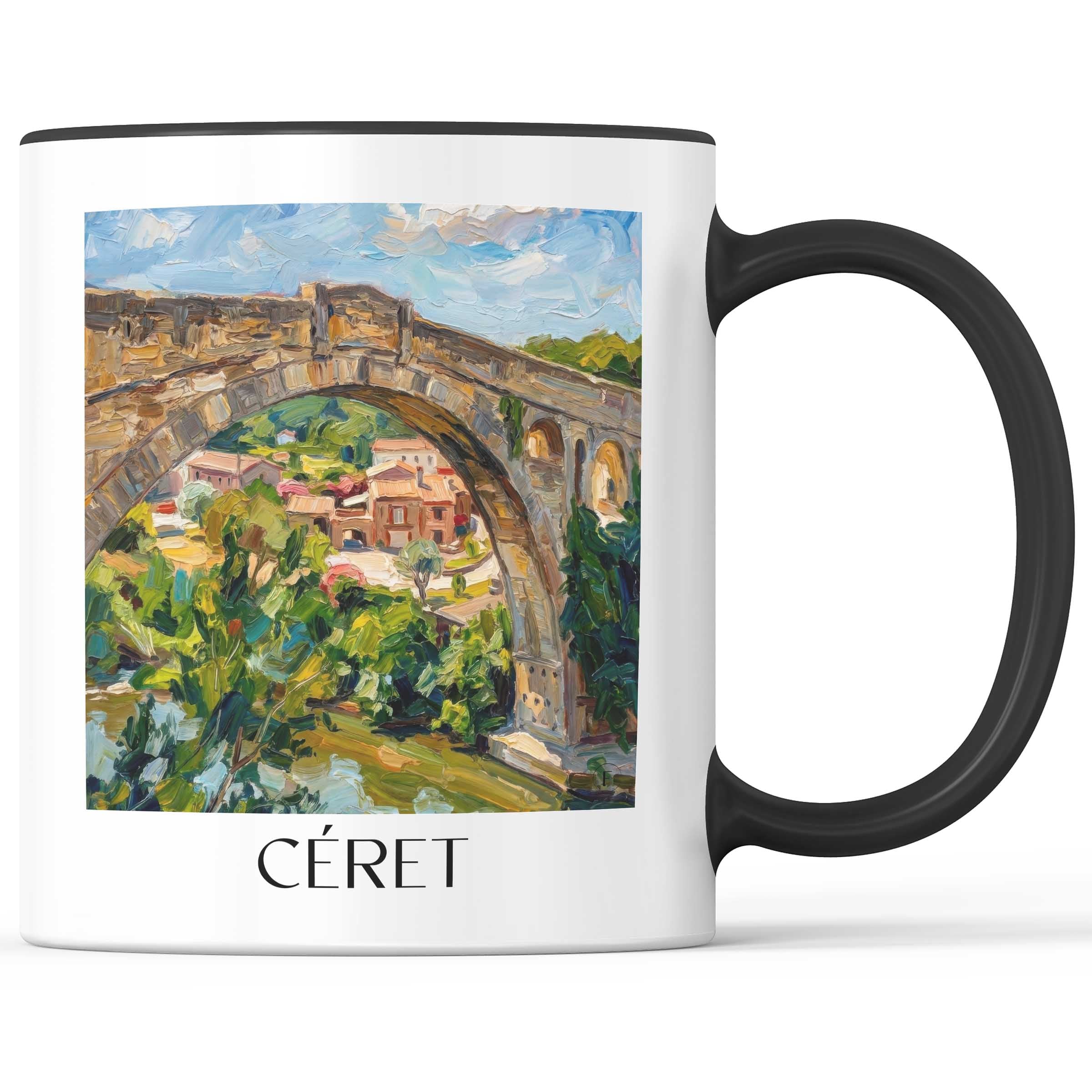 Céret Kaffeebecher - Vallespir - Frankreich Becher - Kaffeetasse im Ölgemälde Stil - favplace