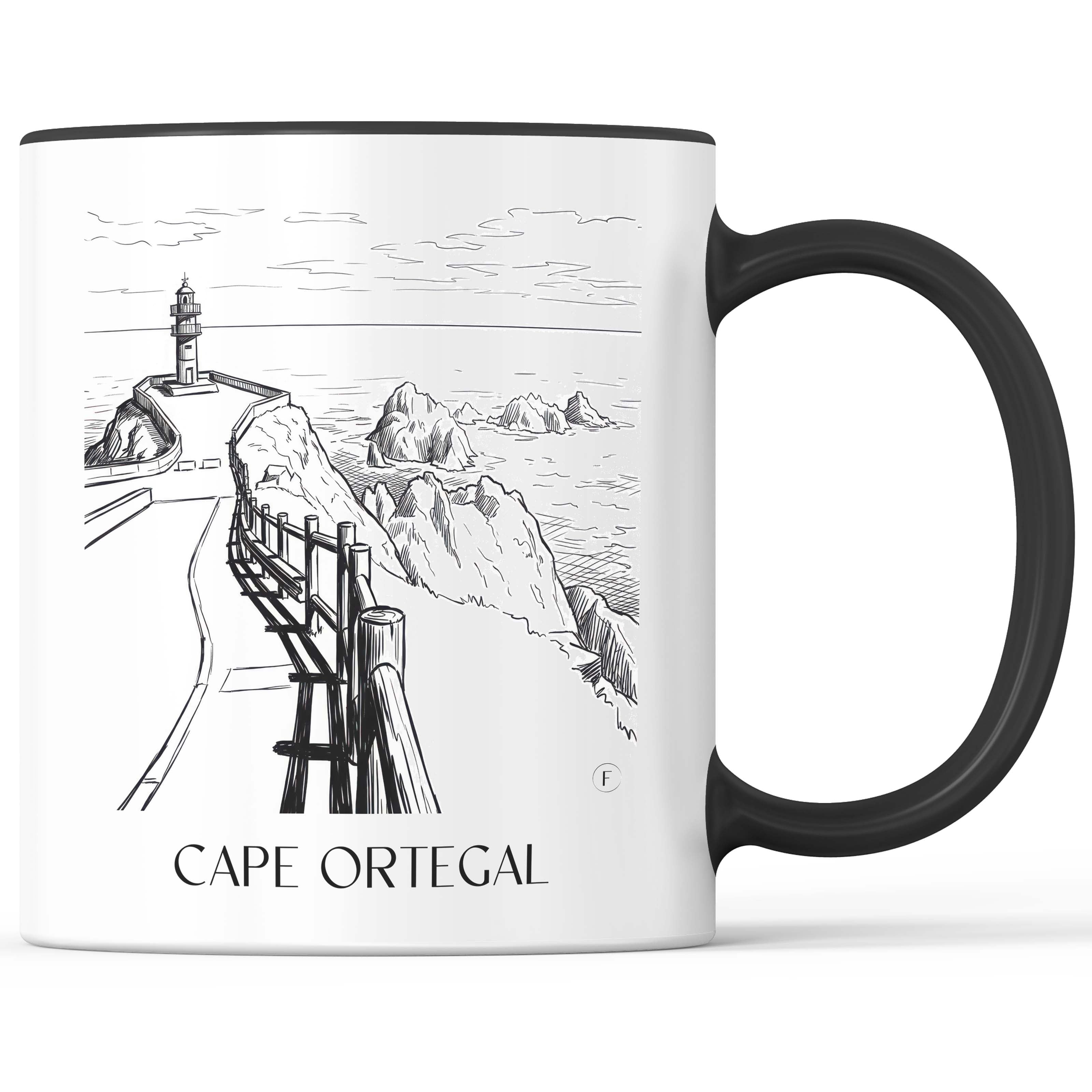 Cabo Ortegal Kaffeebecher - Spanien - Spanien Becher - Kaffeetasse im Skizze Stil - favplace