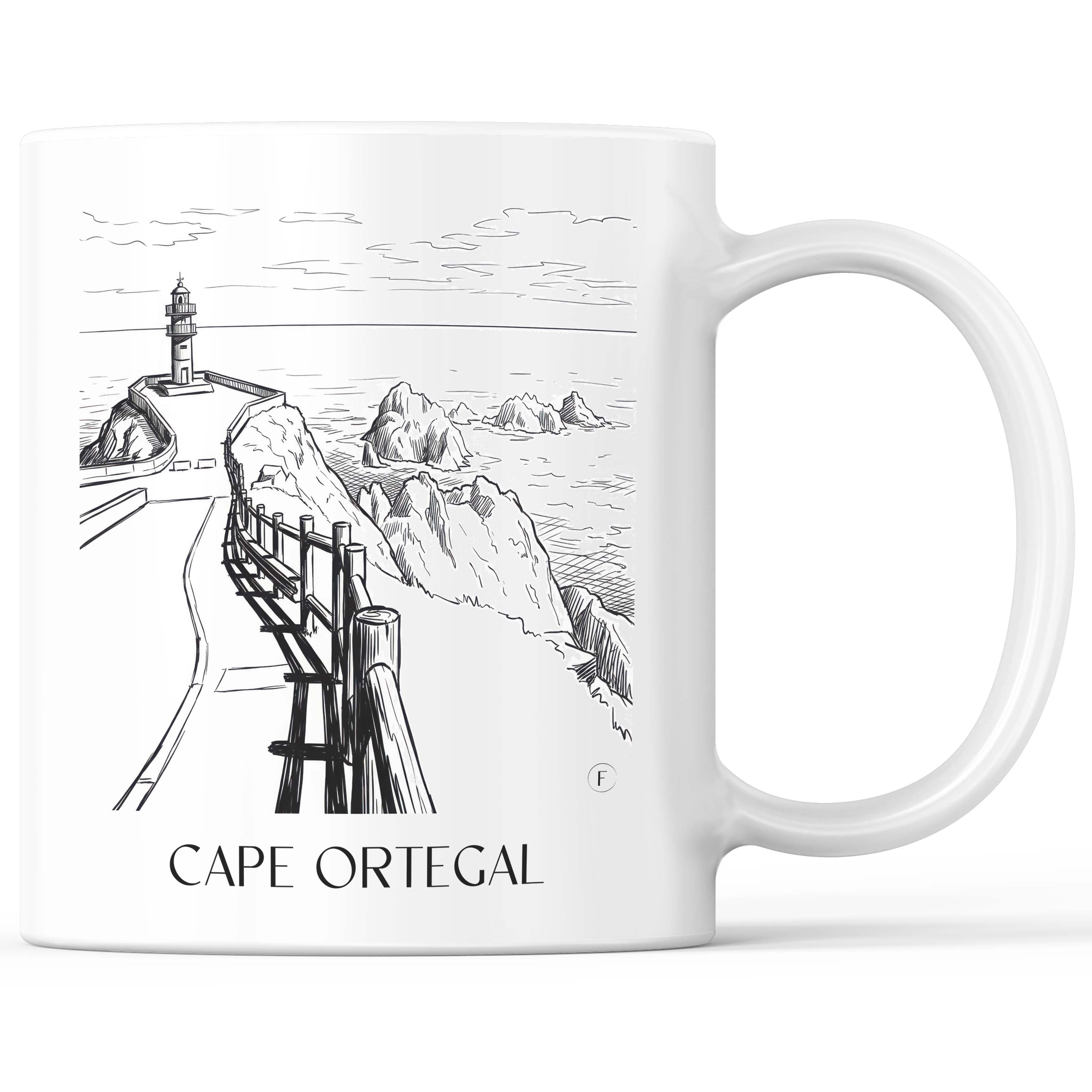 Cabo Ortegal Kaffeebecher - Spanien - Spanien Becher - Kaffeetasse im Skizze Stil - favplace