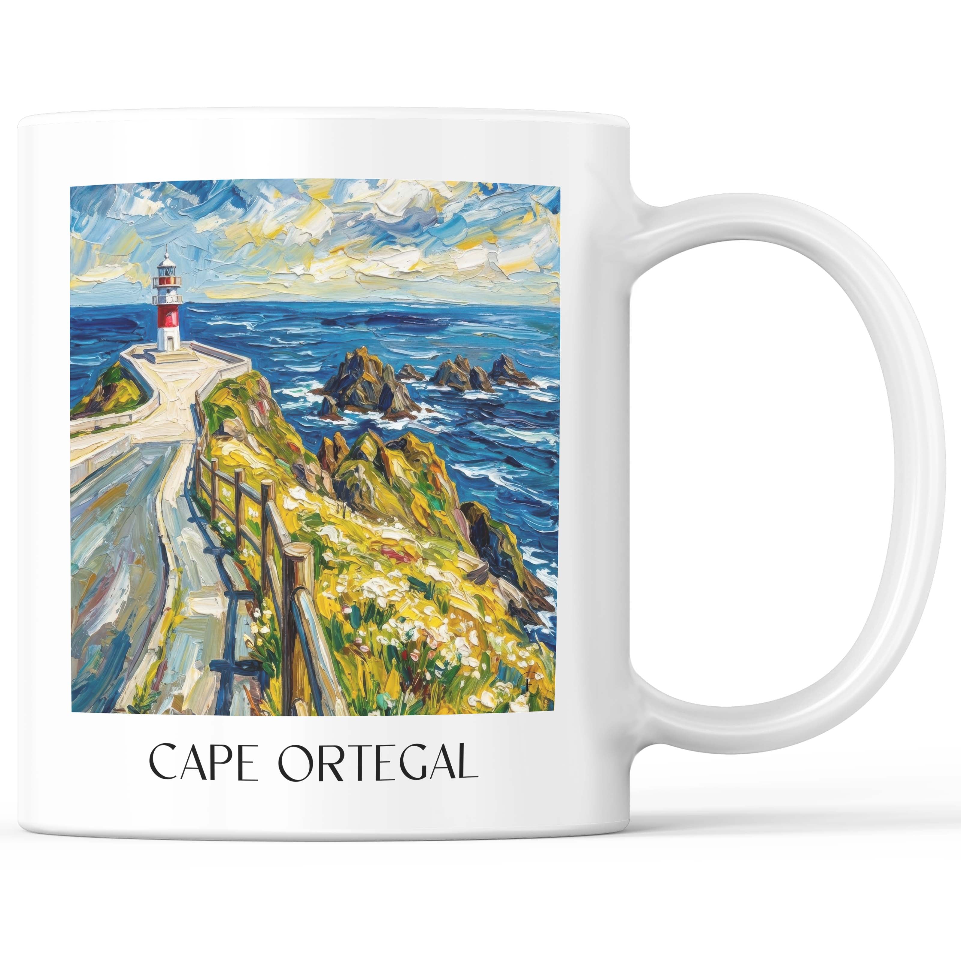 Cabo Ortegal Kaffeebecher - Spanien - Spanien Becher - Kaffeetasse im Ölgemälde Stil - favplace
