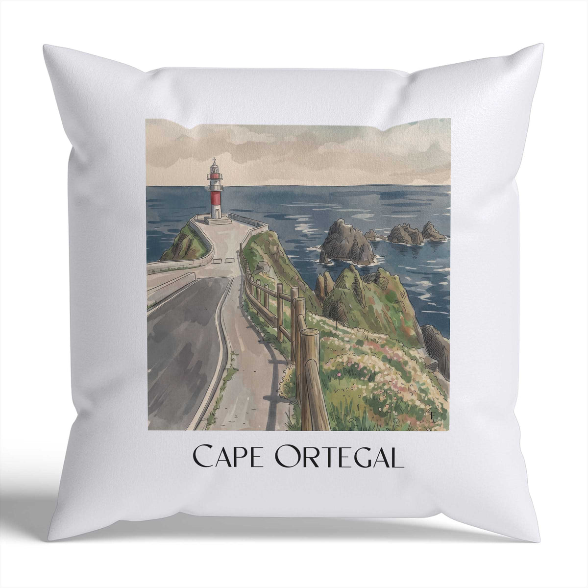 Cabo Ortegal Kissenhülle - Zierkissen Bezug - Spanien - Spanien Kissen bzw. Kissenbezug im Aquarell Stil - favplace