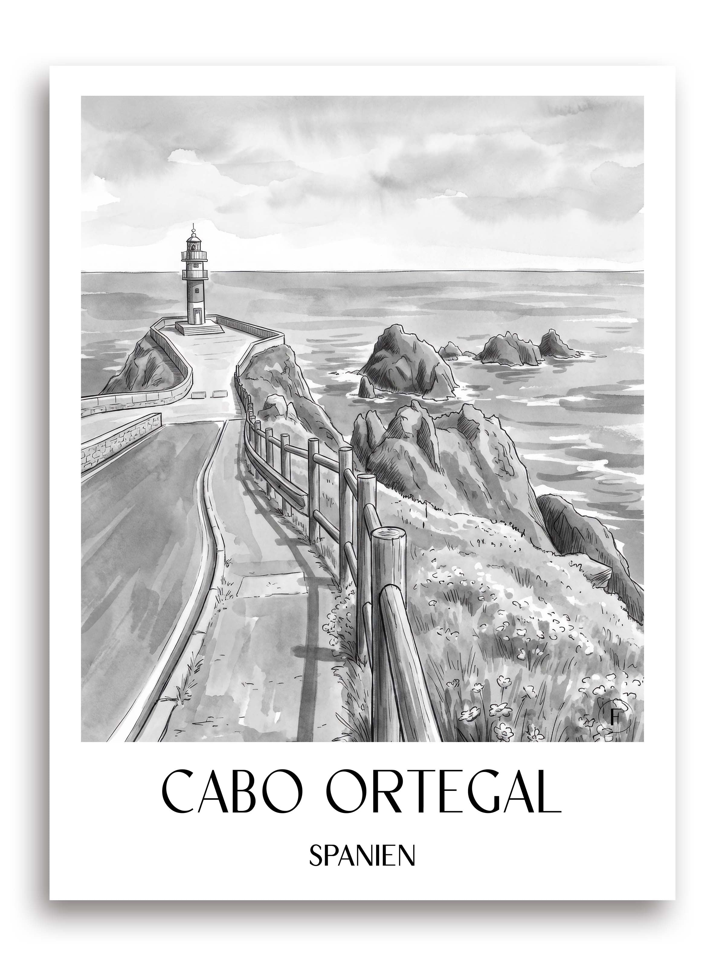 cabo-ortegal-spanien-spanien-poster-aquarell-schwarz-weiss
