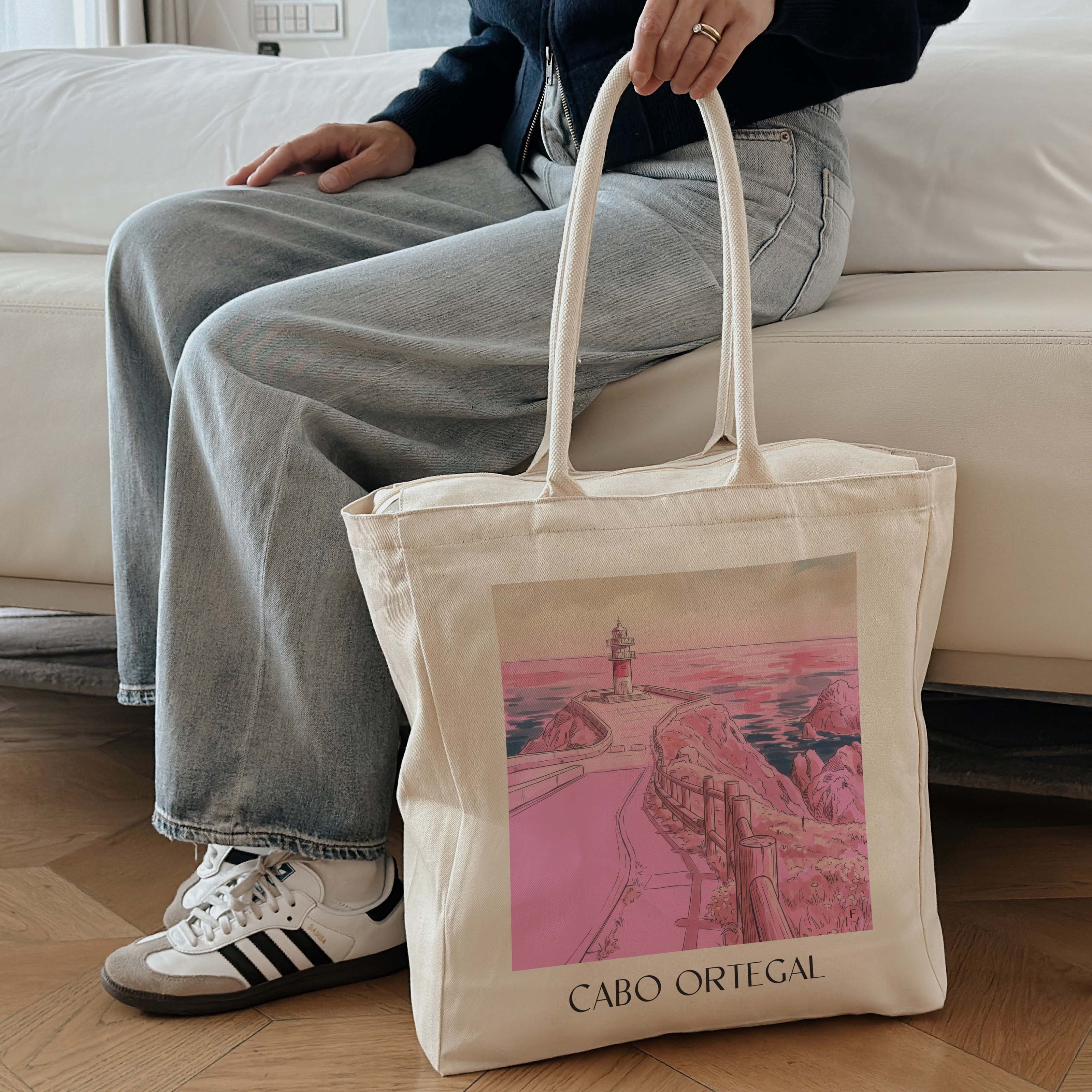 cabo-ortegal-spanien-spanien-einkaufstasche-aquarell-pink-rosa