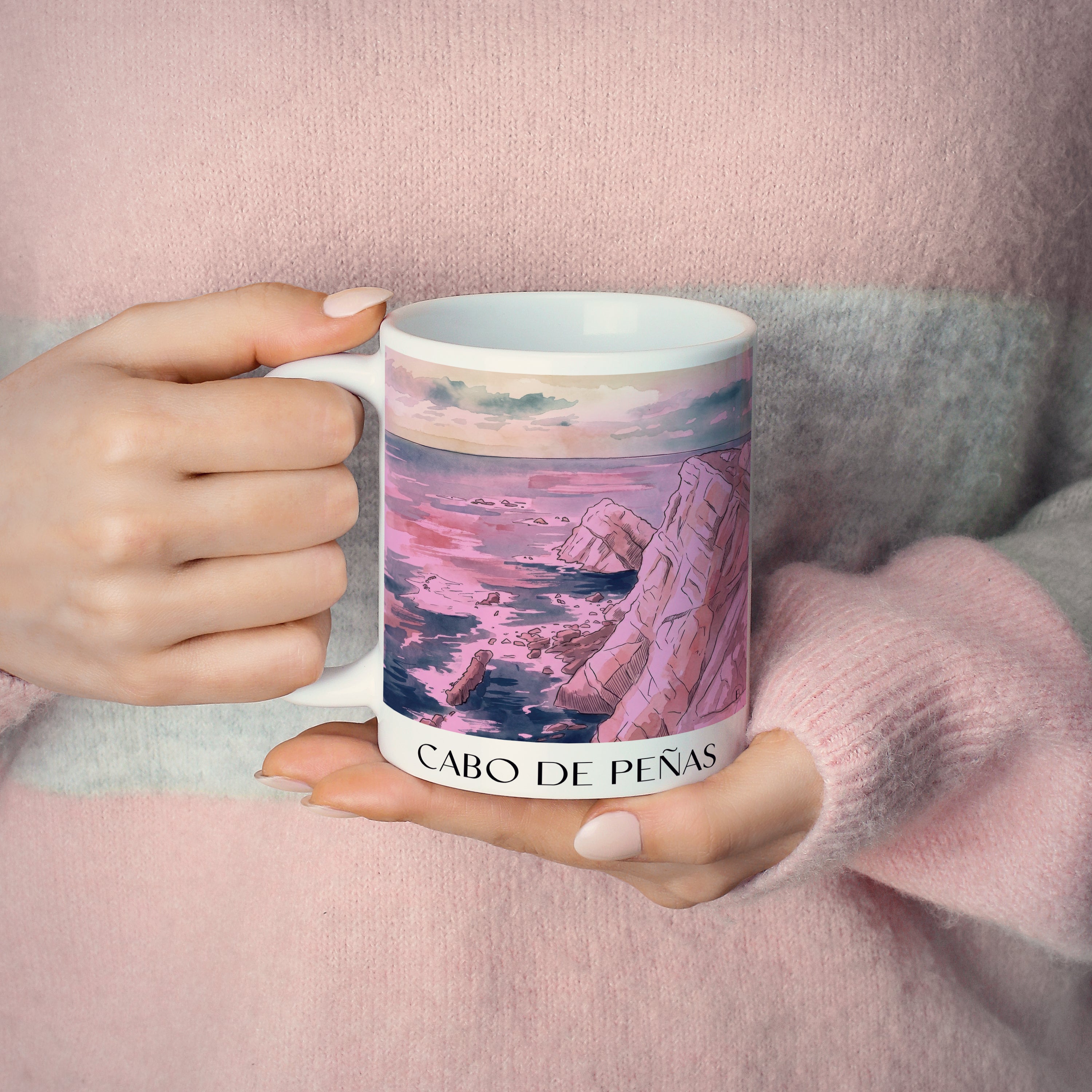 cabo-de-peñas-spanien-spanien-kaffeebecher-aquarell-pink-rosa