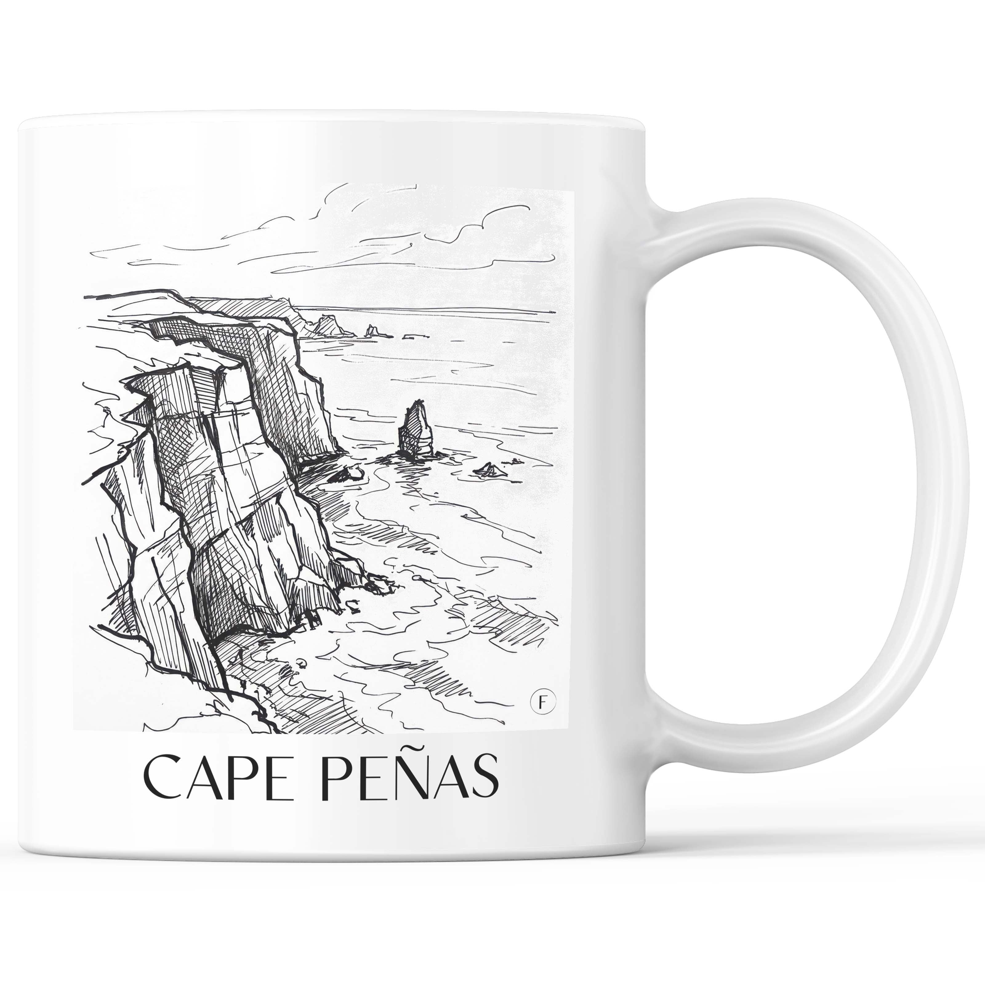 Cabo de Peñas Kaffeebecher - Spanien - Spanien Becher - Kaffeetasse im Skizze Stil - favplace