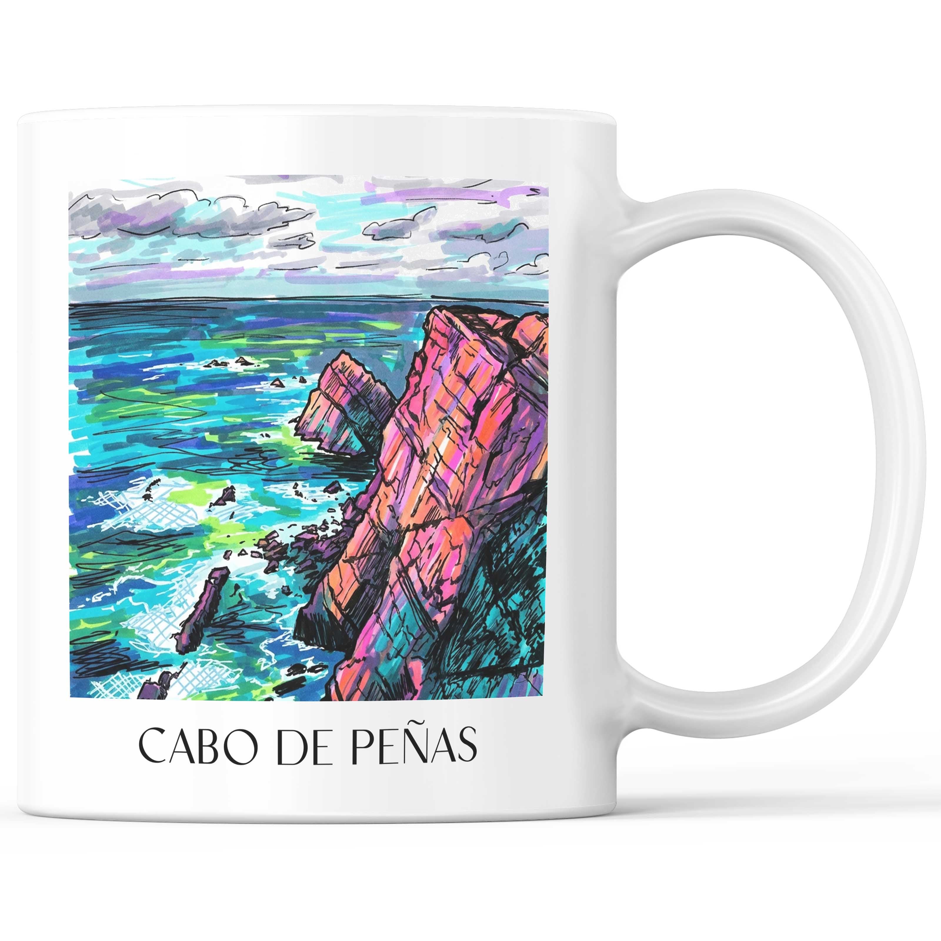 Cabo de Peñas Kaffeebecher - Spanien - Spanien Becher - Kaffeetasse im Tag Graffiti Stil - favplace
