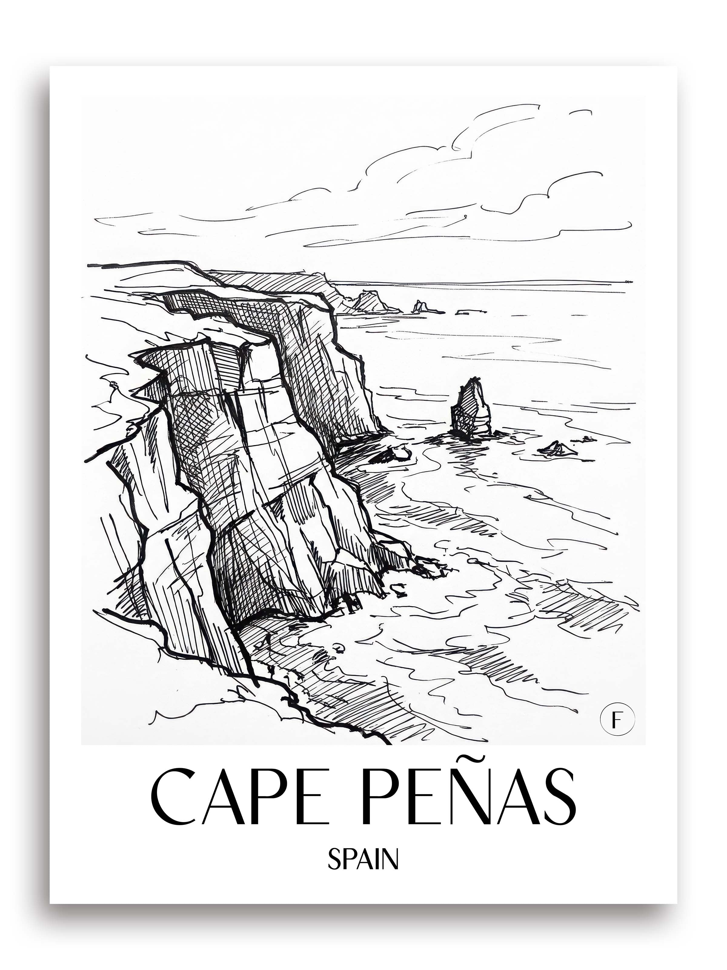 Cabo de Peñas Poster - Spanien - Spanien Kunstdruck - Skizze von A4 bis A1 - favplace