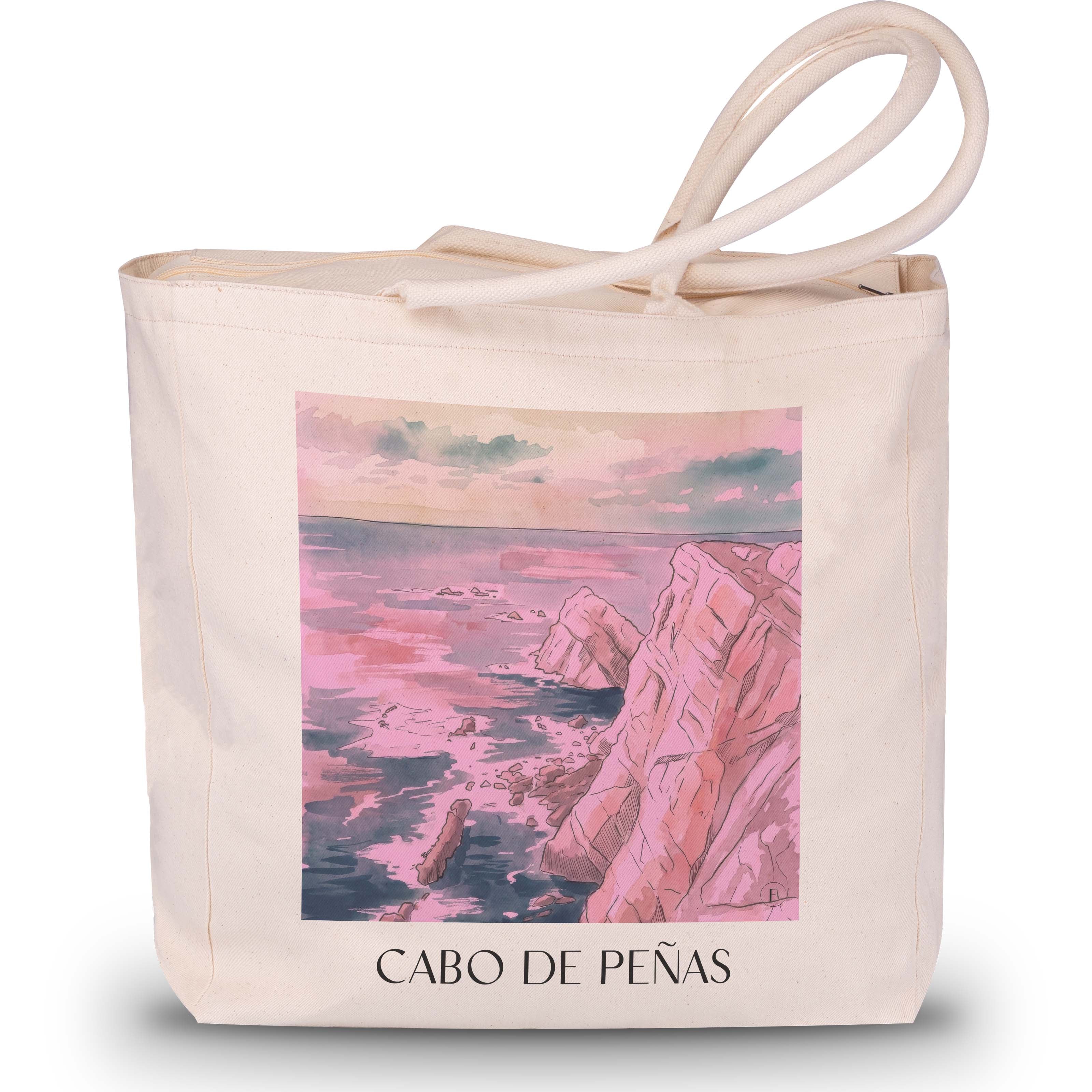 cabo-de-peñas-spanien-spanien-einkaufstasche-aquarell-pink-rosa