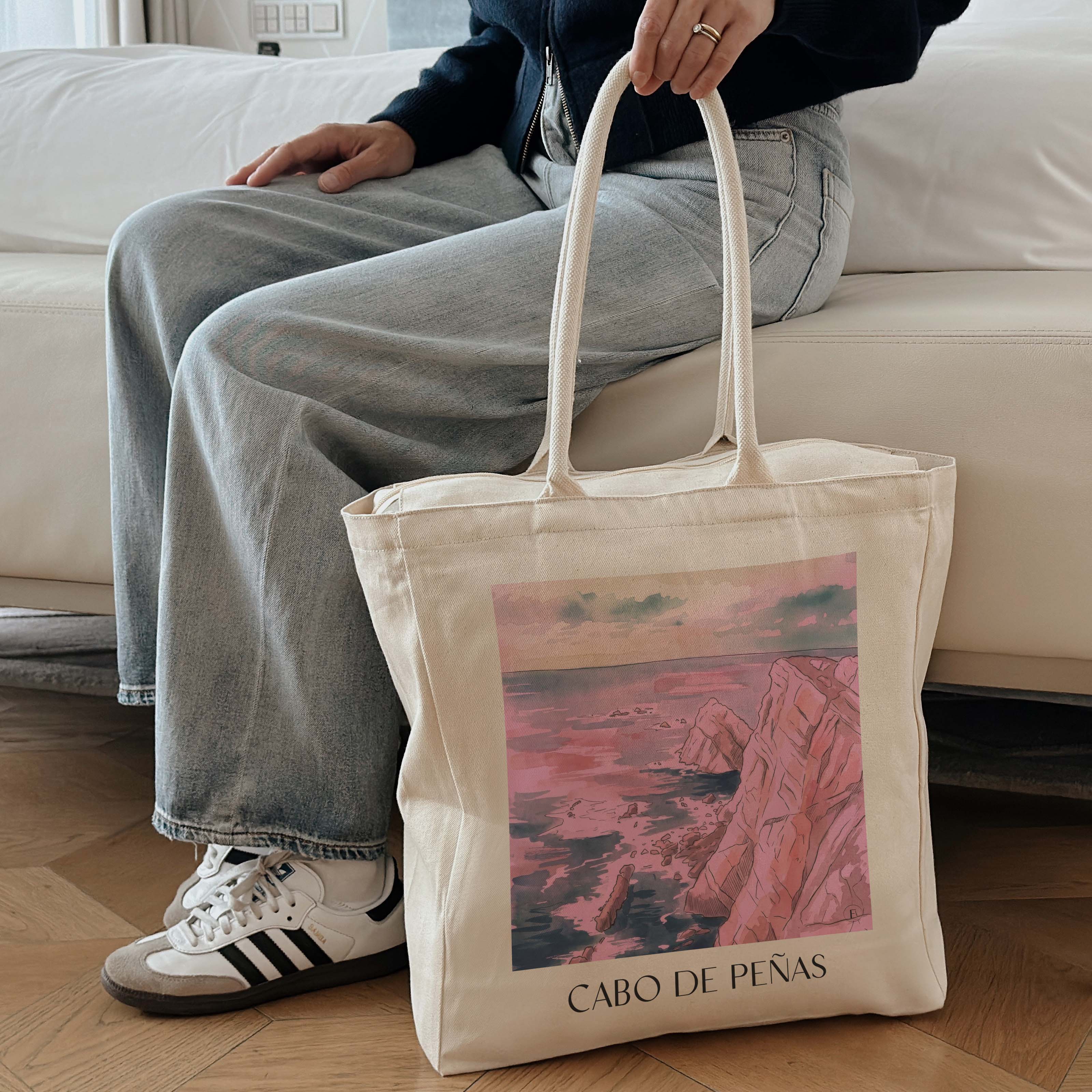 cabo-de-peñas-spanien-spanien-einkaufstasche-aquarell-pink-rosa